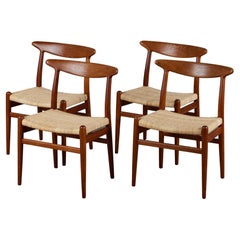 Ensemble de quatre chaises de salle à manger W2 de Hans Wegner pour C.M. Madsen