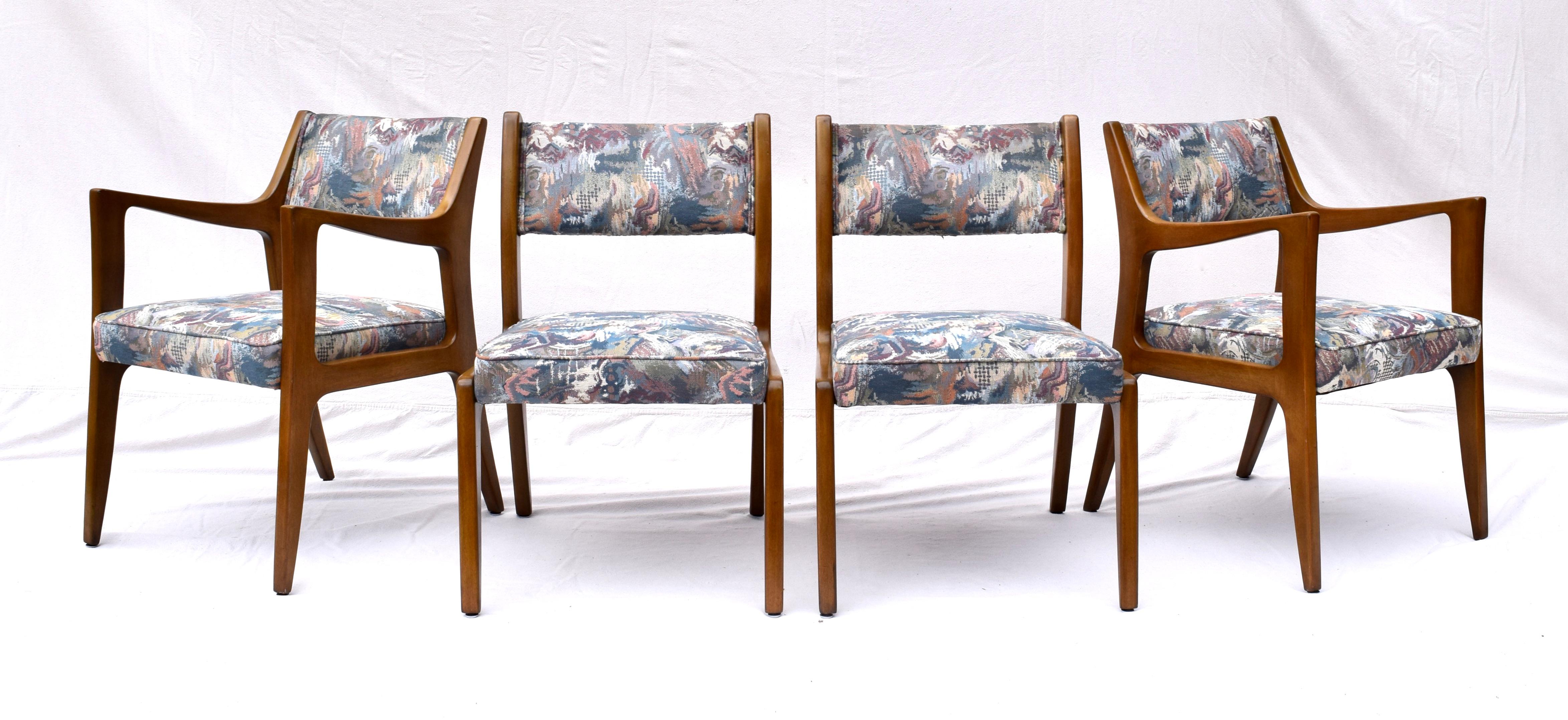 Mid-Century Modern Set of Four Harvey Probber Mahogany Dining Chairs, 1950s For Sale