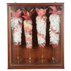 Set of Four Hawaiian Chief Staffs in a Glass Cabinet