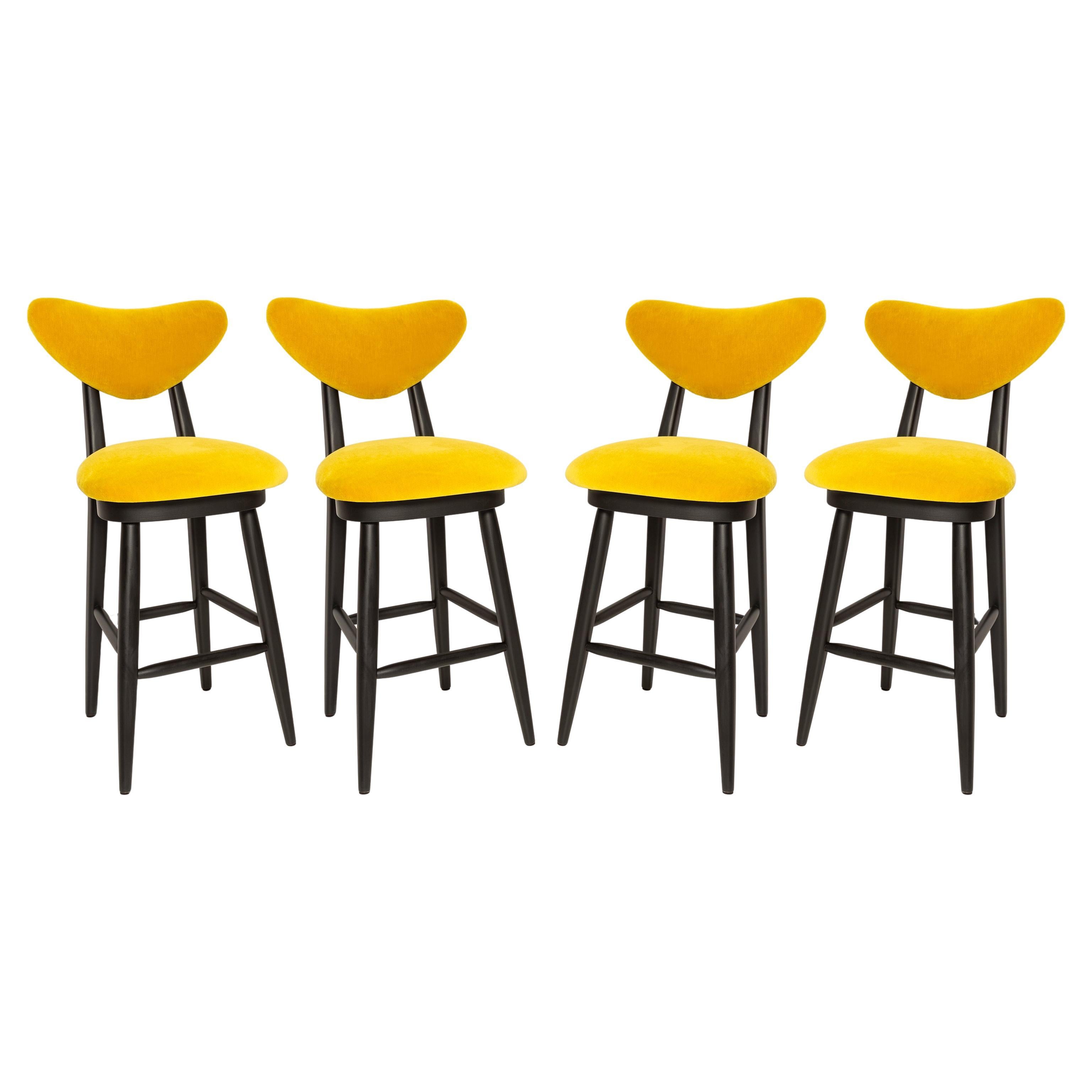 Set of Four Heart Bar Stools, Alpaca Wool, by Vintola Studio, Europe, Poland.