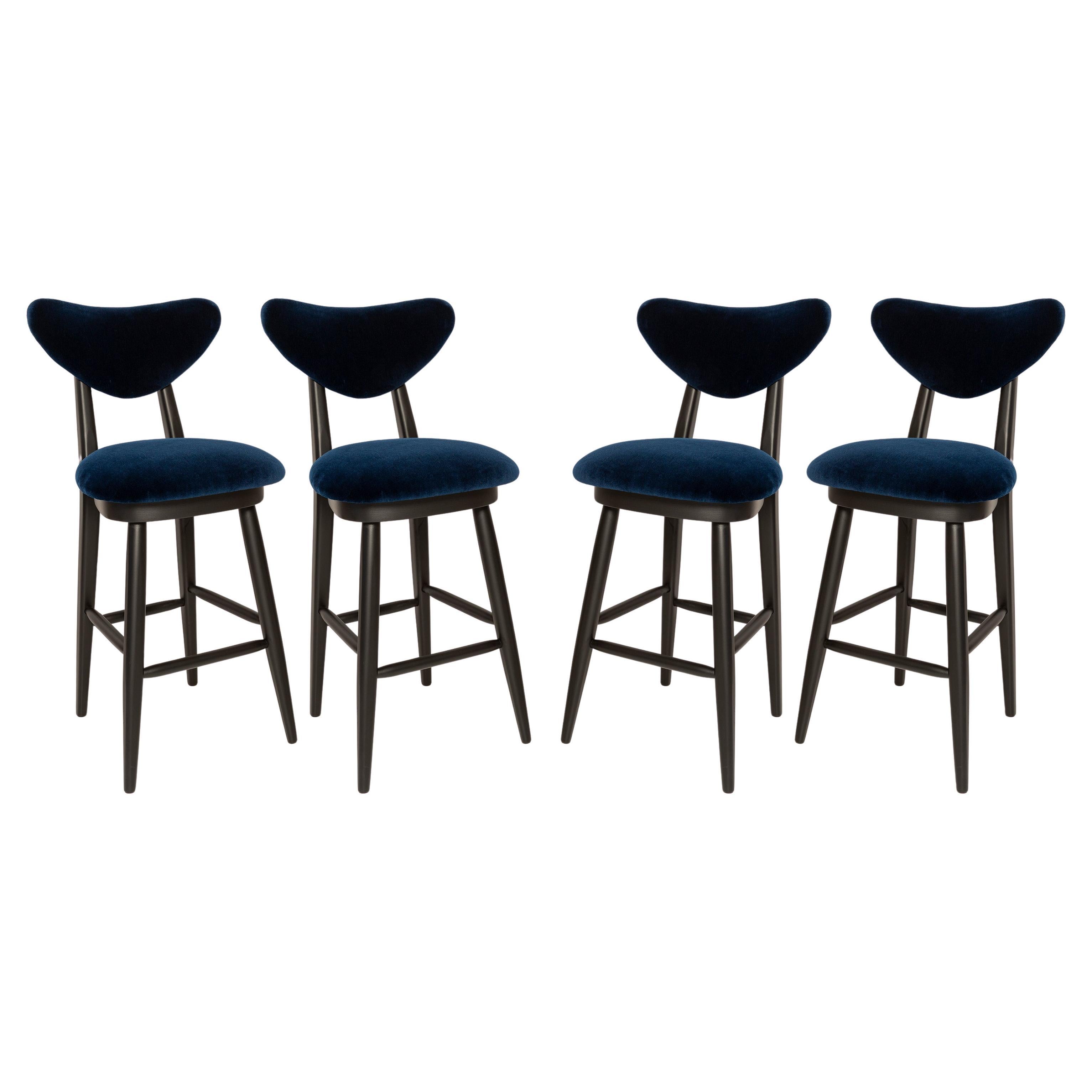 Set of Four Heart Bar Stools, Alpaca Wool, by Vintola Studio, Europe, Poland. For Sale