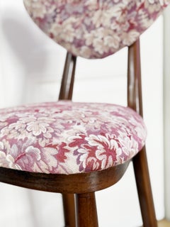 Set of Four Heart Bar Stools - Chairs, Pink Flowers Jacquard, by Vintola Studio