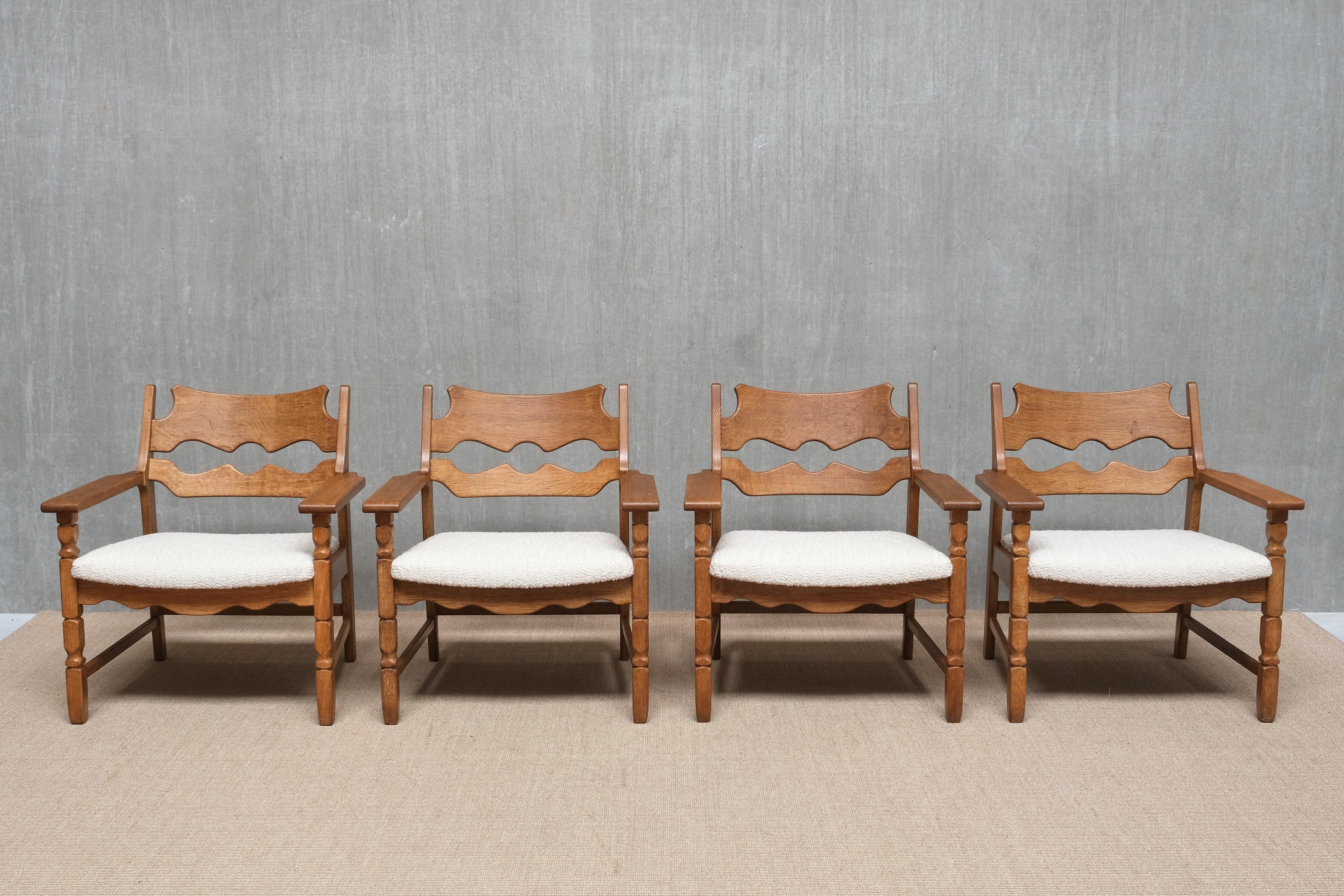 Scandinavo moderno Set Of Four Henning Kjærnulf 'Razorblade' Armchairs, EG Møbler, Denmark 1960s in vendita