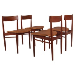 Set of Four Henry Rosengren Hansen Dining Chairs, Teak, Denmark, 1960s