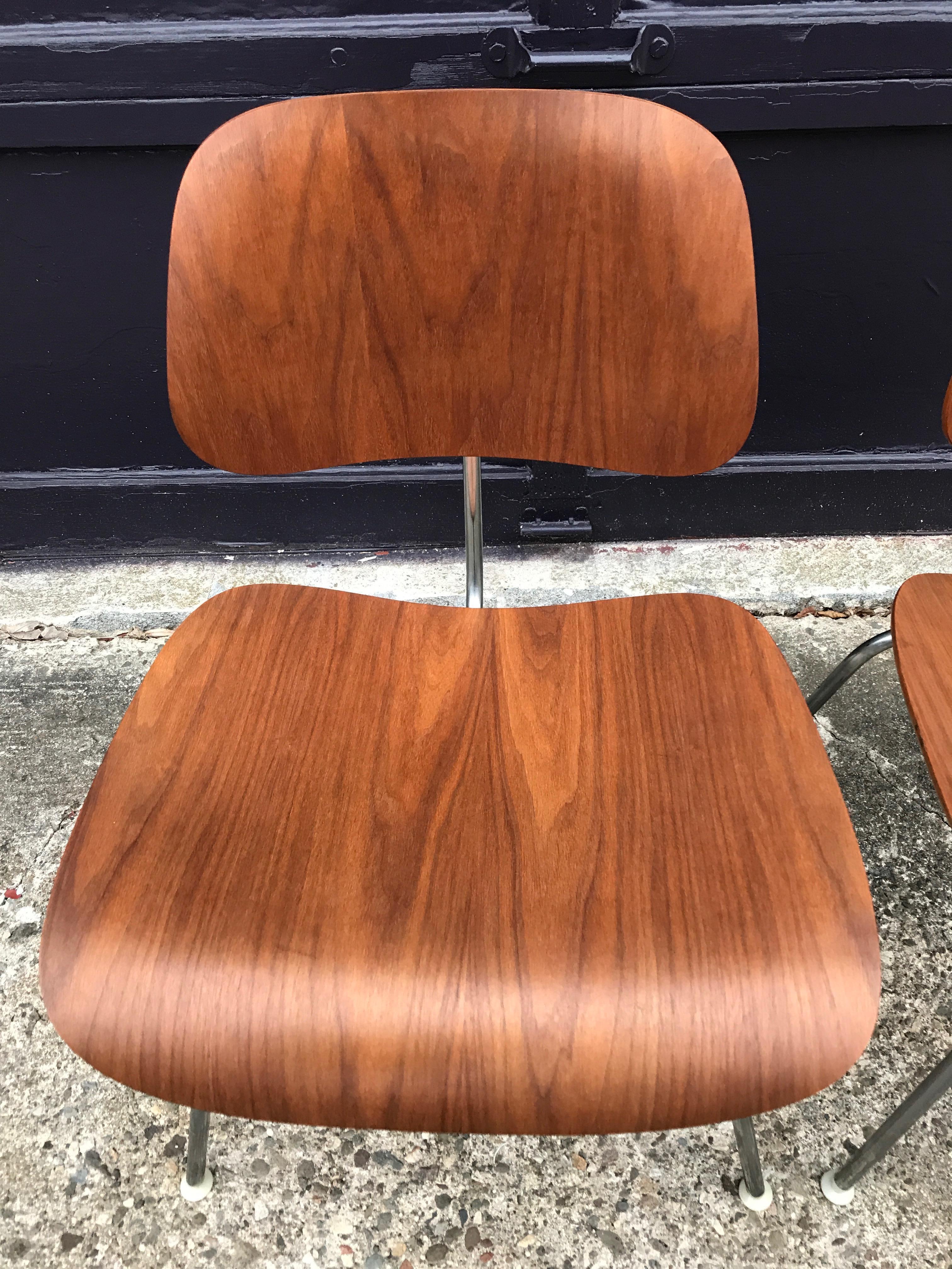 American Set of Four Herman Miller Eames DCM Chairs in Walnut