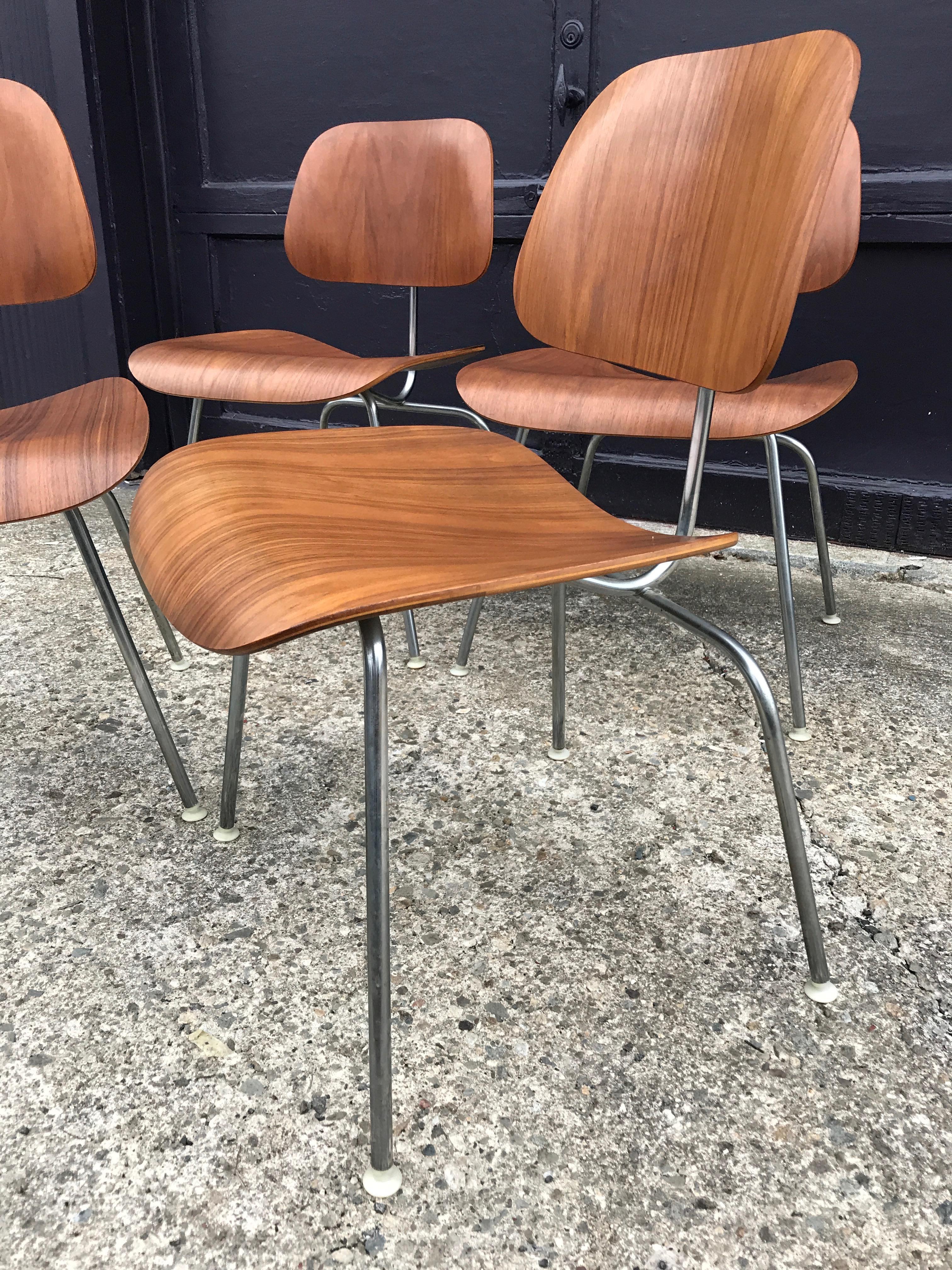 20th Century Set of Four Herman Miller Eames DCM Chairs in Walnut