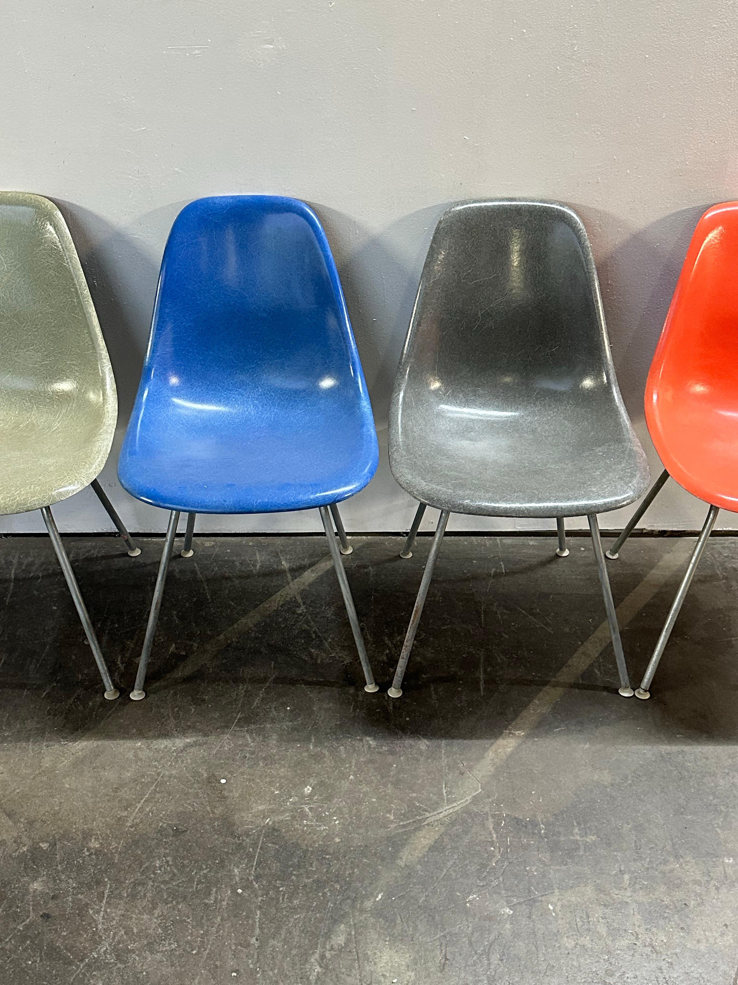 American Set of Four Herman Miller Eames Fiberglass Dining Chairs