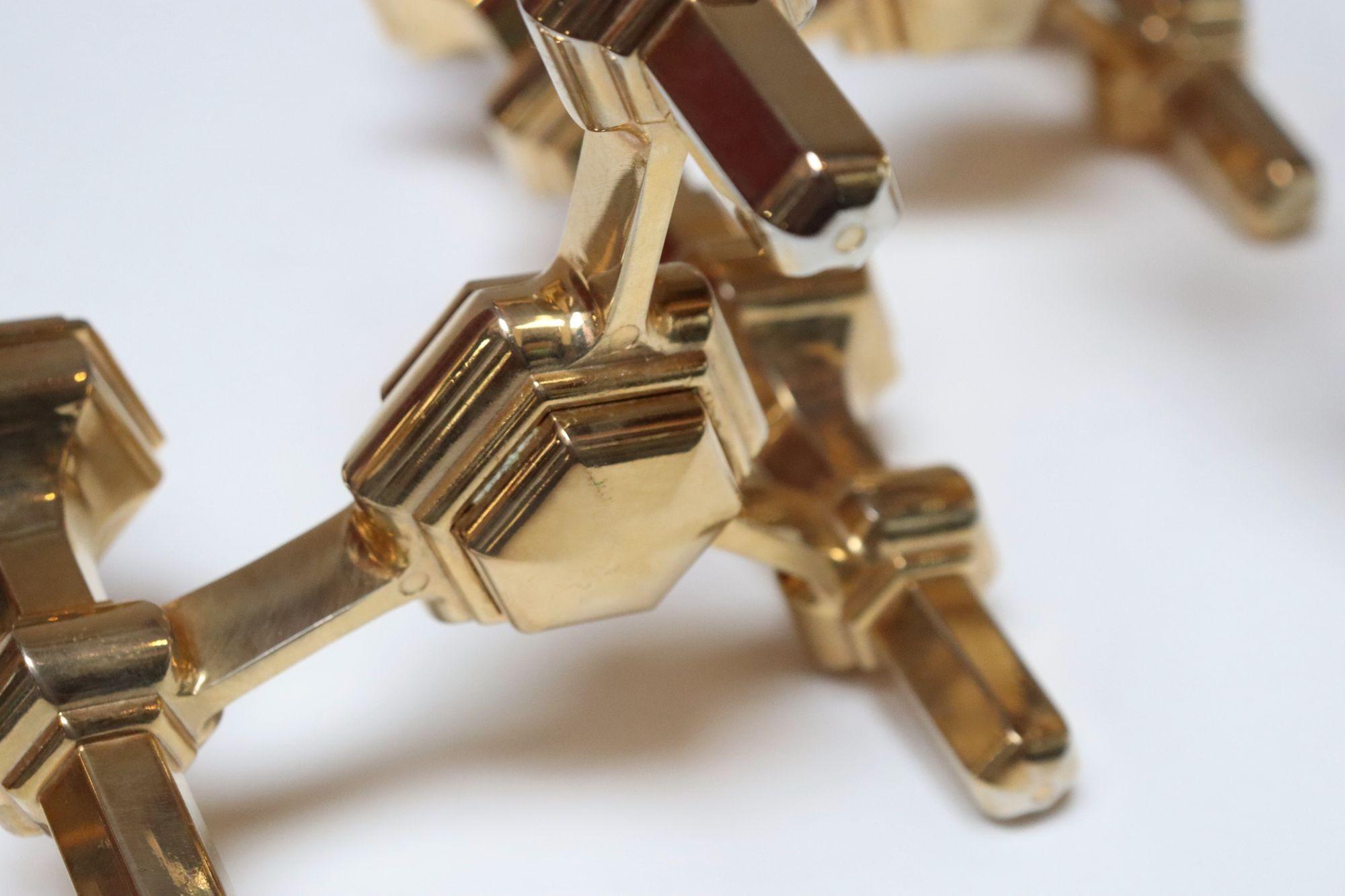 Set of Four Hexagonal-Form Stackable Brass Candleholders by Nagel Geschenke For Sale 12