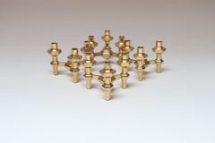 Set of Four Hexagonal-Form Stackable Brass Candleholders by Nagel Geschenke