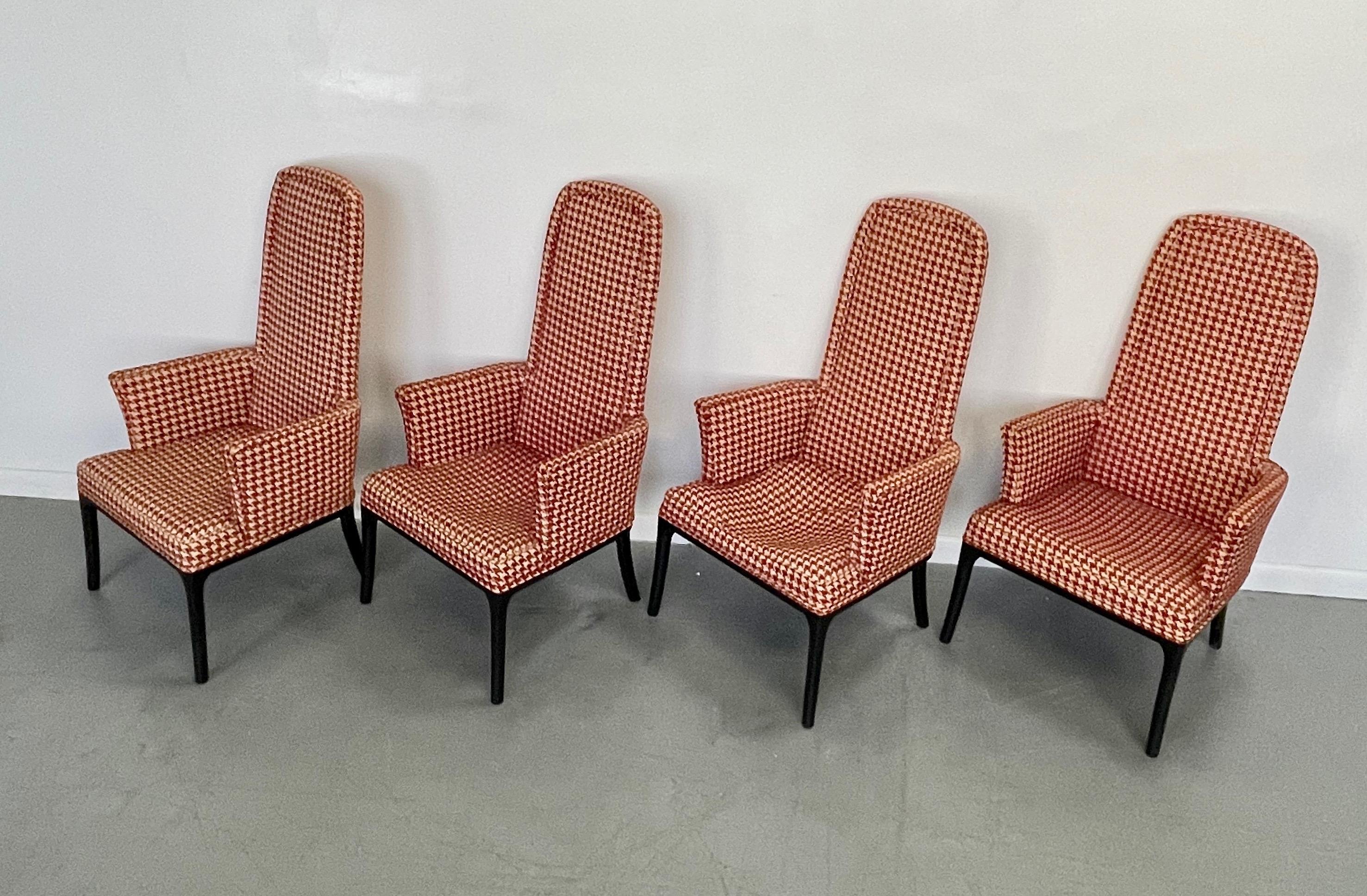 Mid-Century Modern Set of Four High Back Armchair-Dining Chair by Erwin Lambeth for Tomlinson For Sale