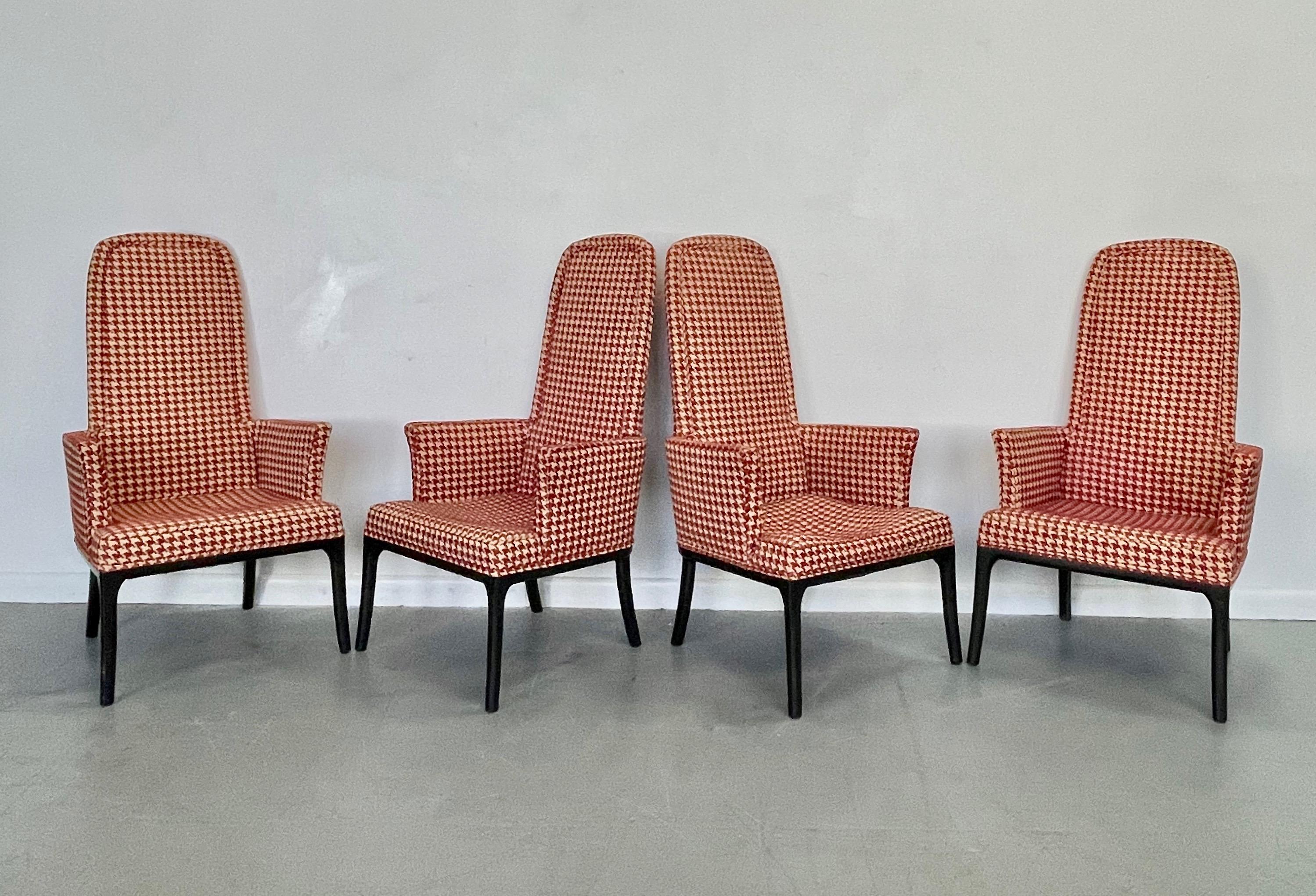 Set of Four High Back Armchair-Dining Chair by Erwin Lambeth for Tomlinson In Good Condition For Sale In Philadelphia, PA