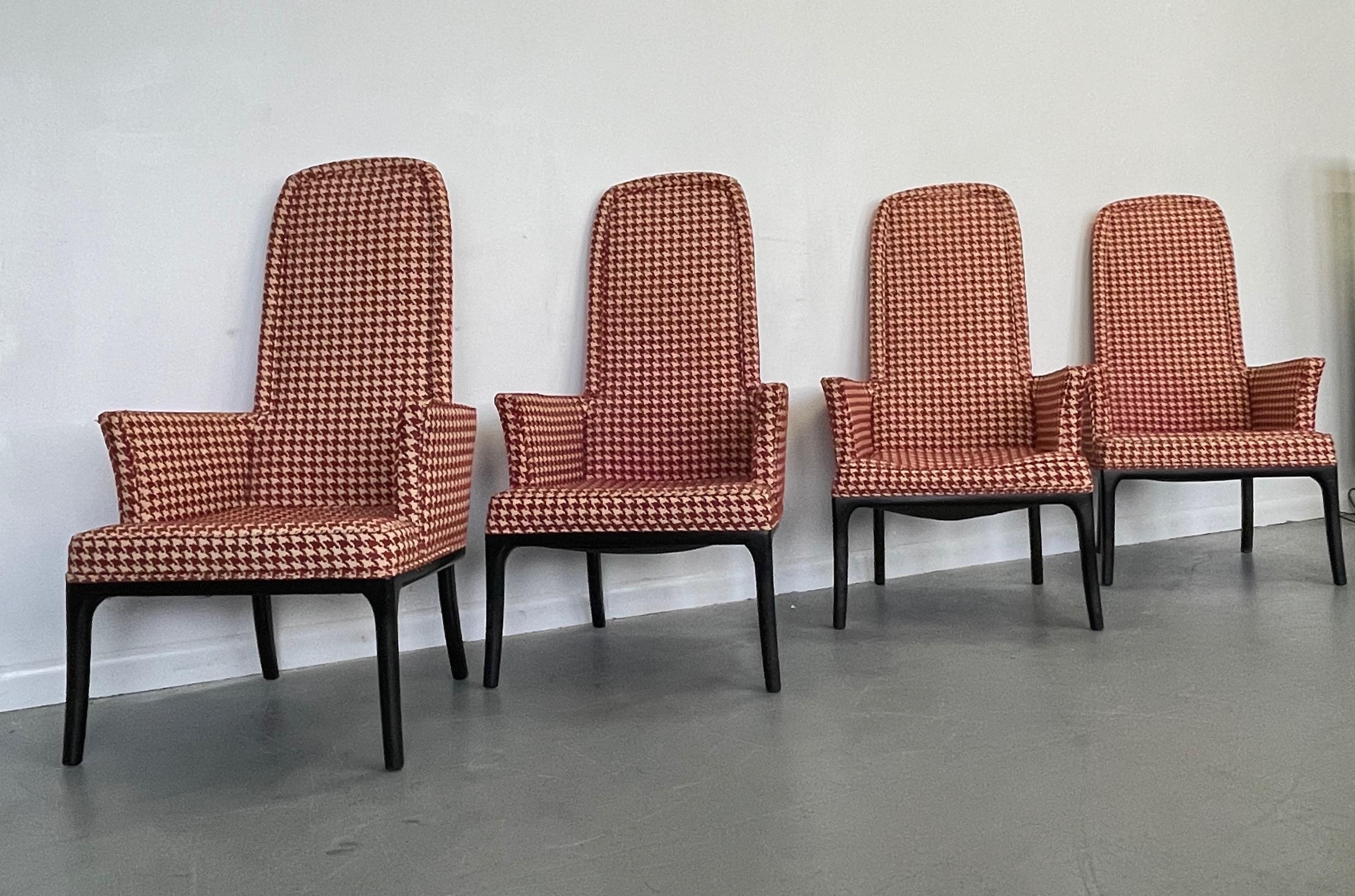 20th Century Set of Four High Back Armchair-Dining Chair by Erwin Lambeth for Tomlinson For Sale
