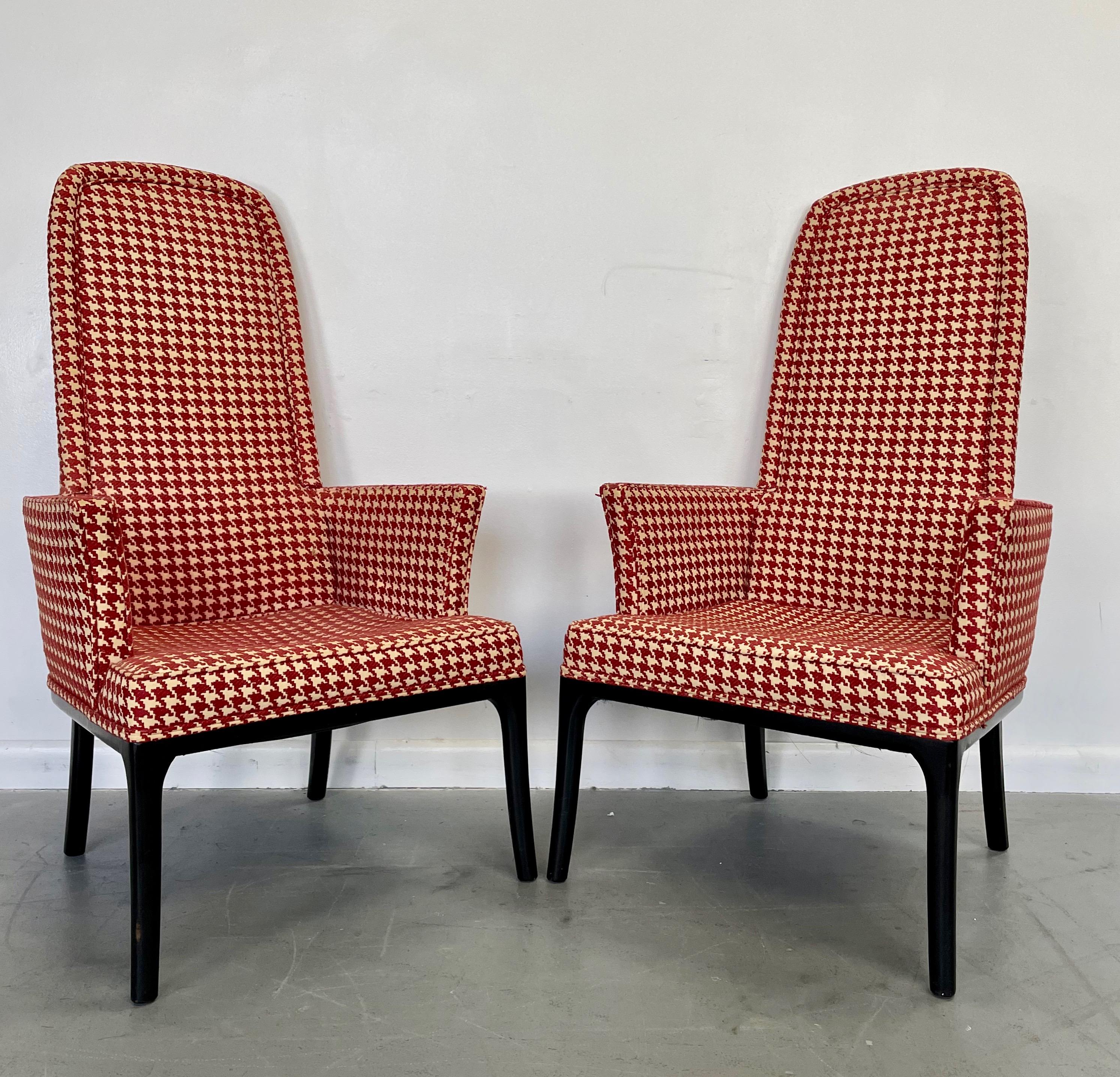 Tissu d'ameublement Ensemble de quatre fauteuils à haut dossier - Fauteuil de salle à manger par Erwin Lambeth pour Tomlinson en vente