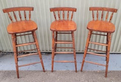 Set of Three High Back Bar Stools