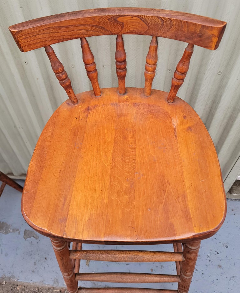 Set of Three High Back Bar Stools For Sale at 1stDibs