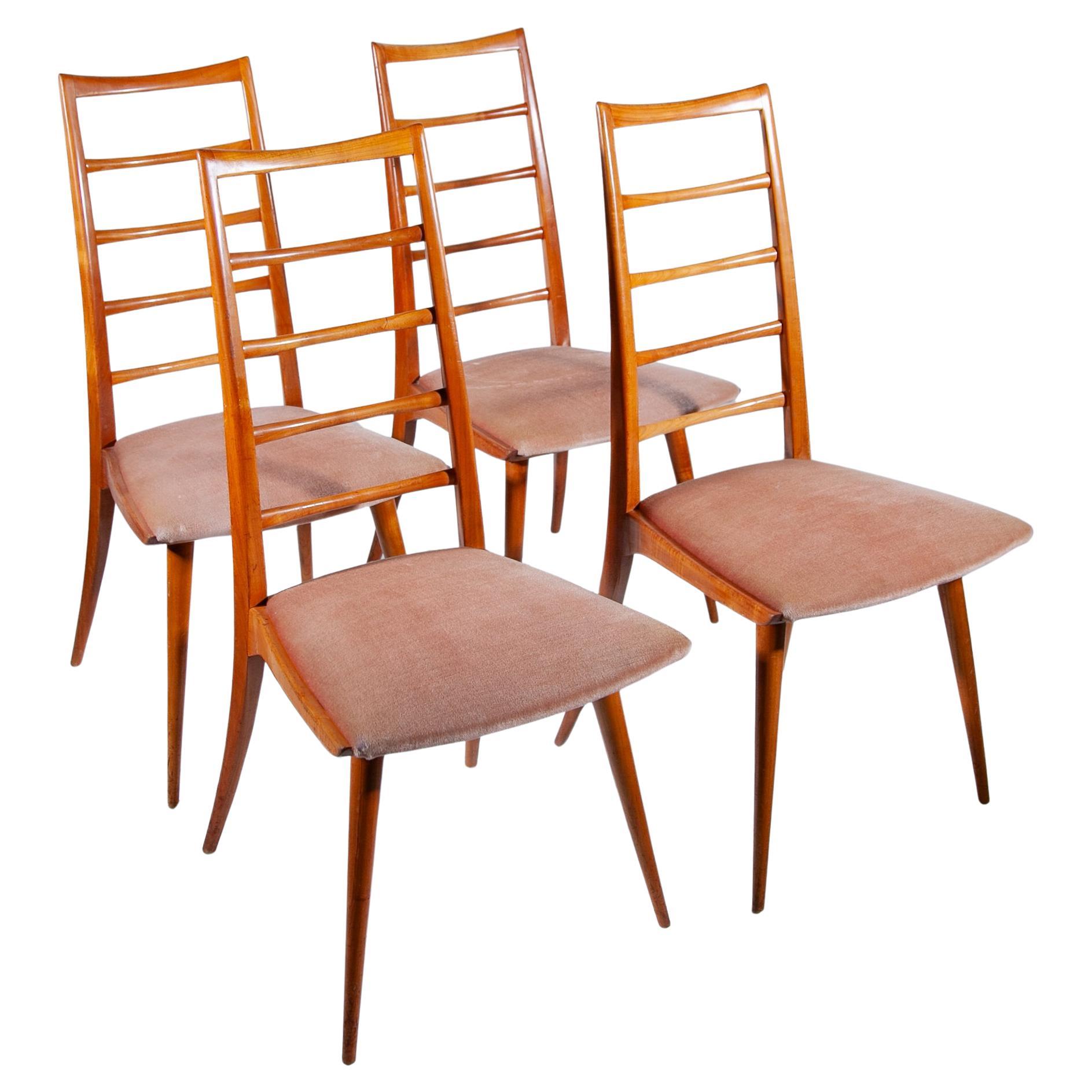Set of Four High Back Ladder Dining Chairs designed by Dettinger, Germany