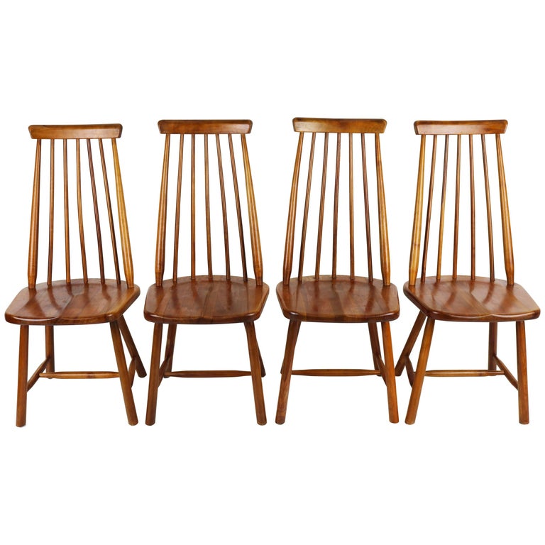 Set Of Four High Spindle Back Chairs By Pastoe In Solid Wood Dutch Set Of Four High Spindle Back Chairs By Pastoe In Solid Wood Dutch Design 1960s For At 1stdibs