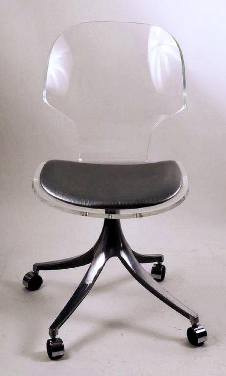 American Set of Four Hill Lucite Rolling Chairs For Sale