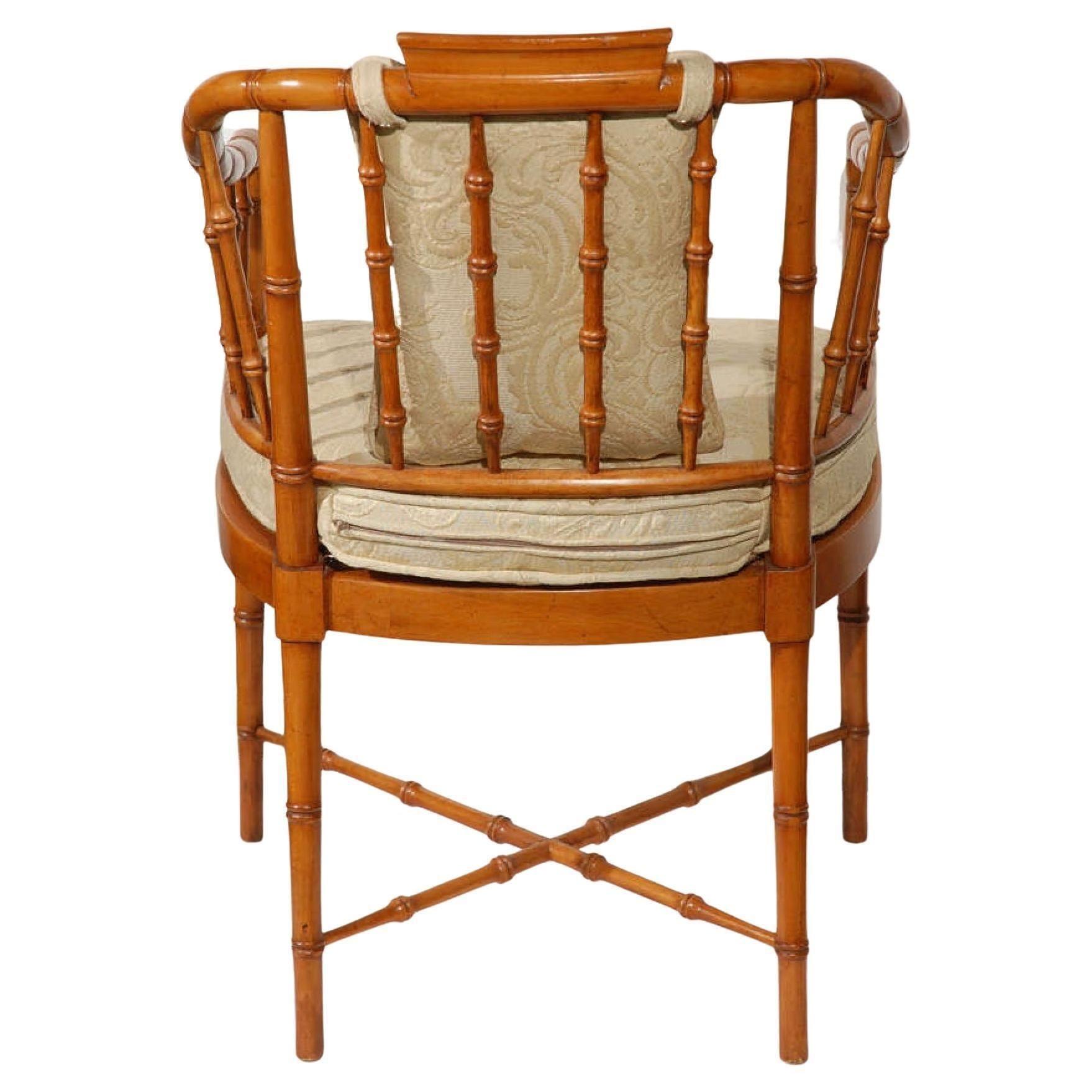 Set of Four Hollwood Regency Faux Bamboo Armchairs In Good Condition In Los Angeles, CA