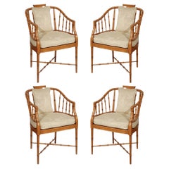 Set of Four Hollwood Regency Faux Bamboo Armchairs