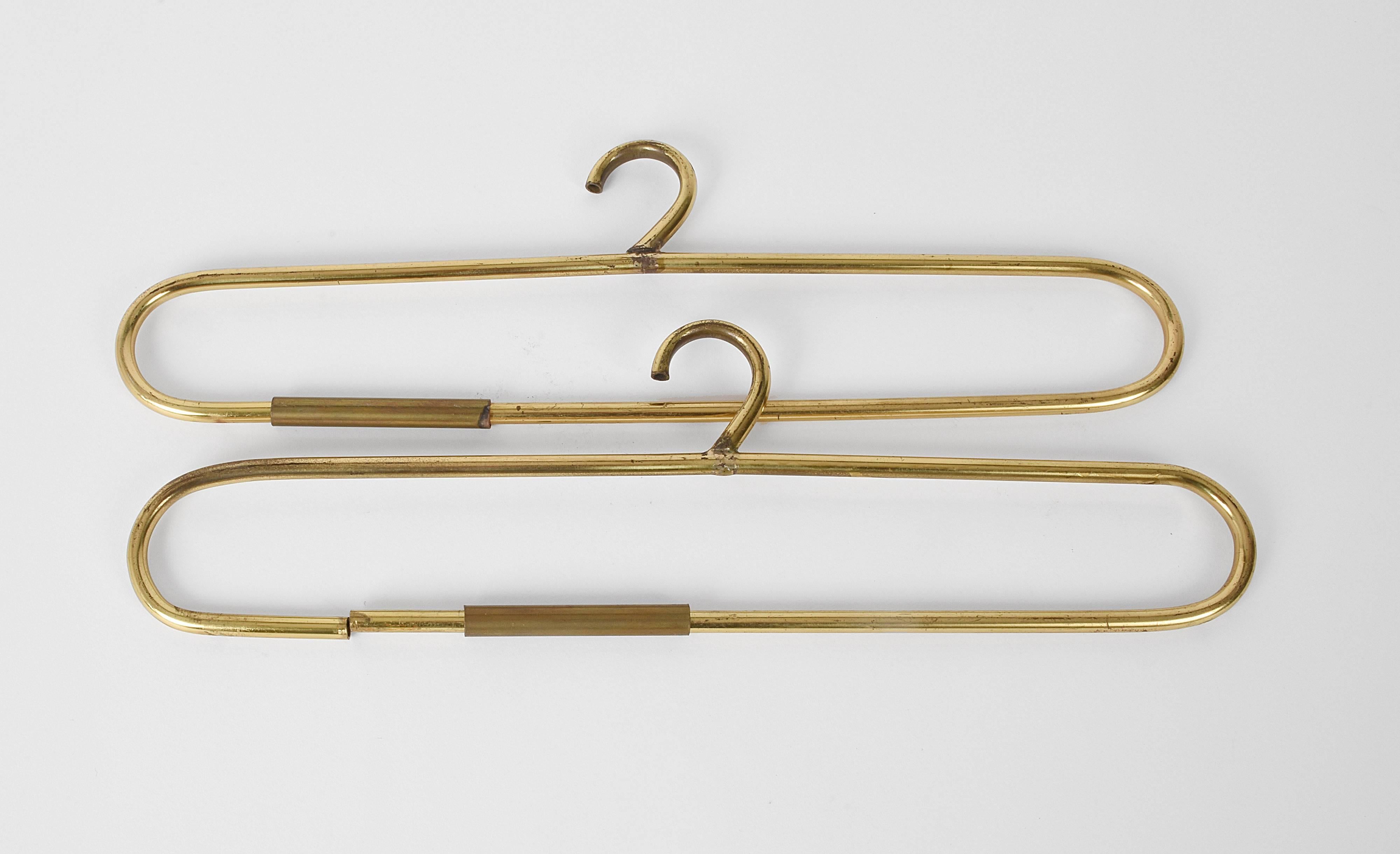 Late 20th Century Set of Four Hollywood Regency Solid Brass Austrian Coat Hangers, 1970s For Sale
