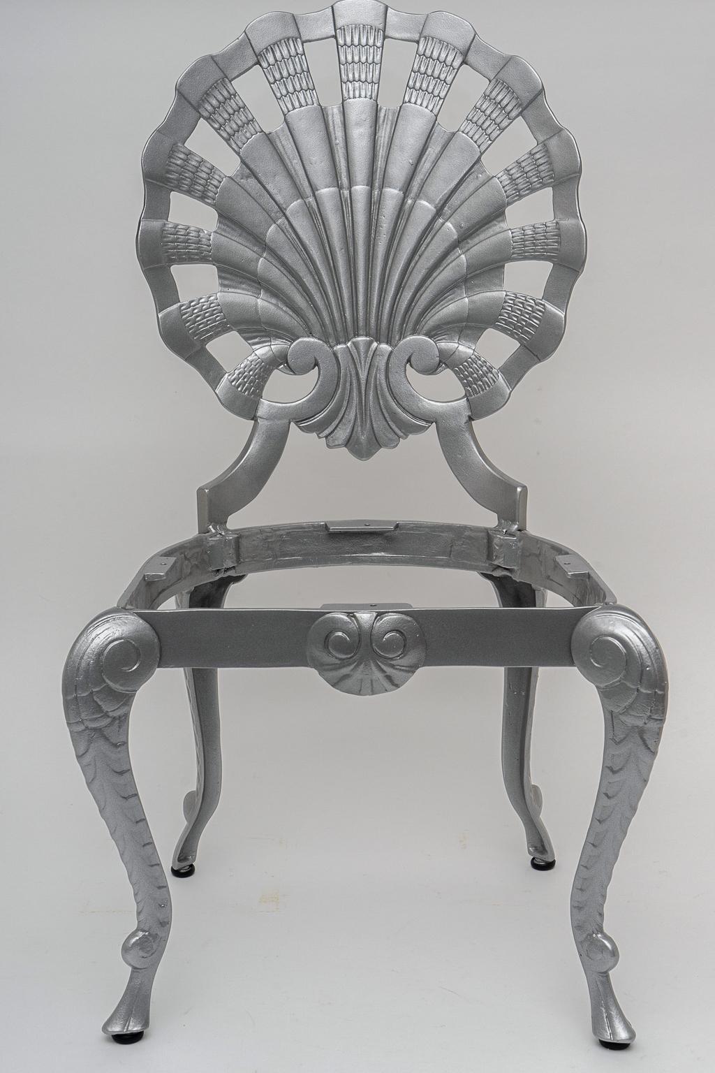 Set of Four Hollywood Regency Style Grotto Side Chairs in Silver 5