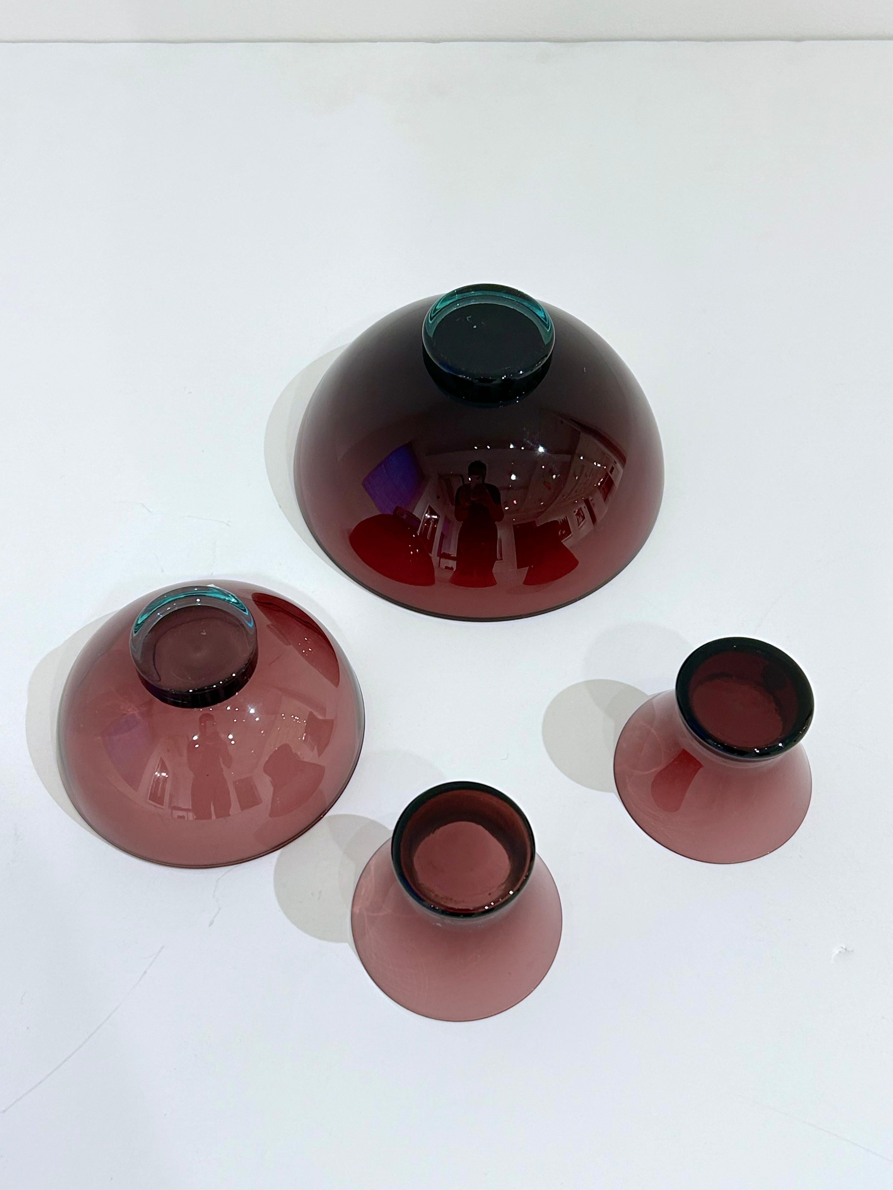Set of Four Holmegaard Glass Dishes by Per Lutken For Sale 4