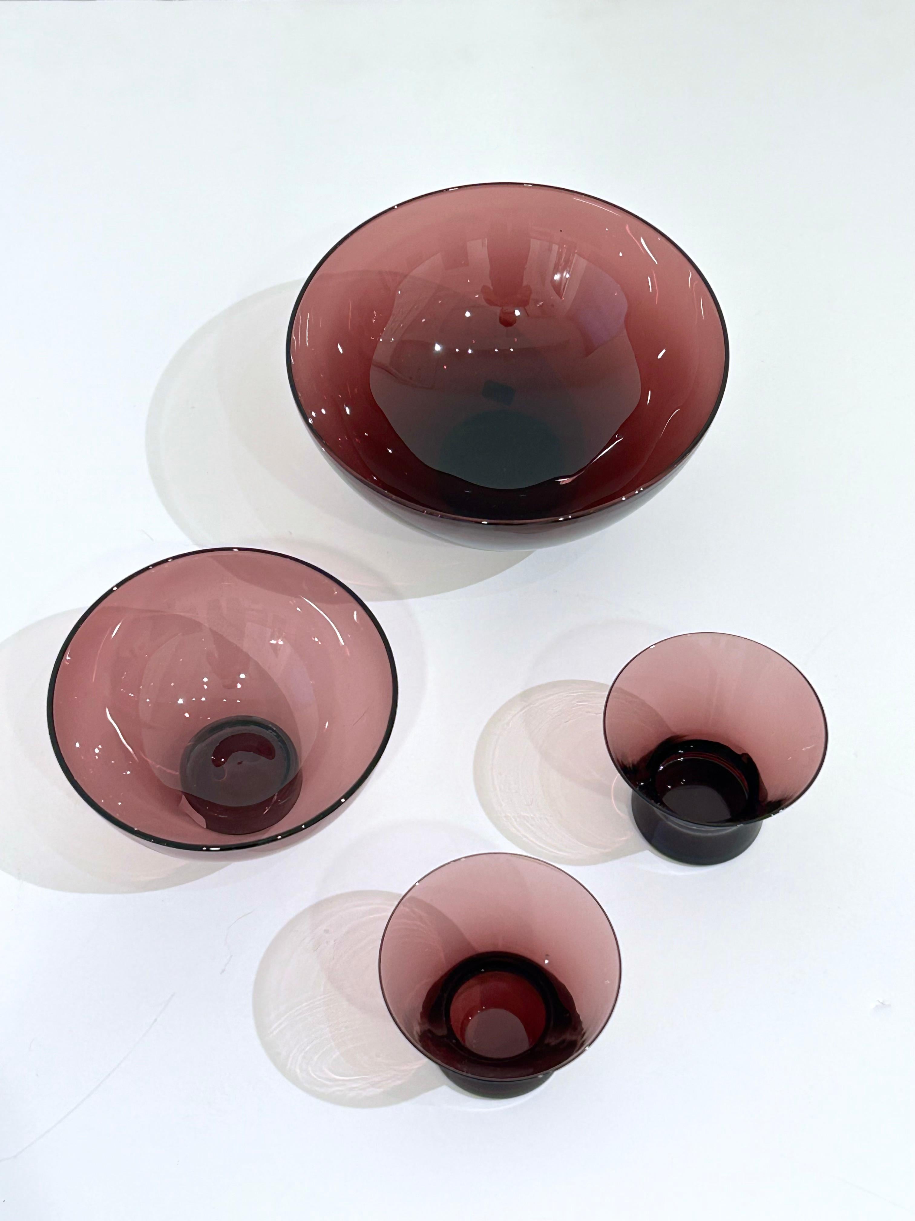 Set of Four Holmegaard Glass Dishes by Per Lutken For Sale 1