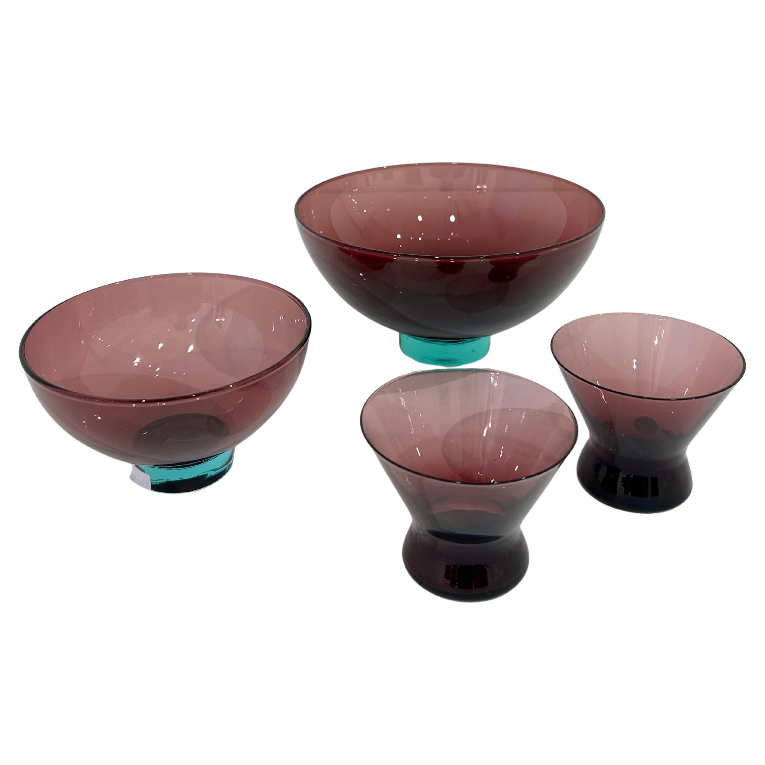 Set of Four Holmegaard Glass Dishes by Per Lutken For Sale
