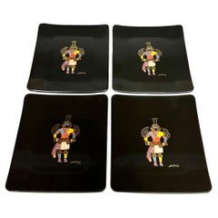 Set of Four Hopi Hummingbird Kachina Snack Trays by Couroc of Monterey