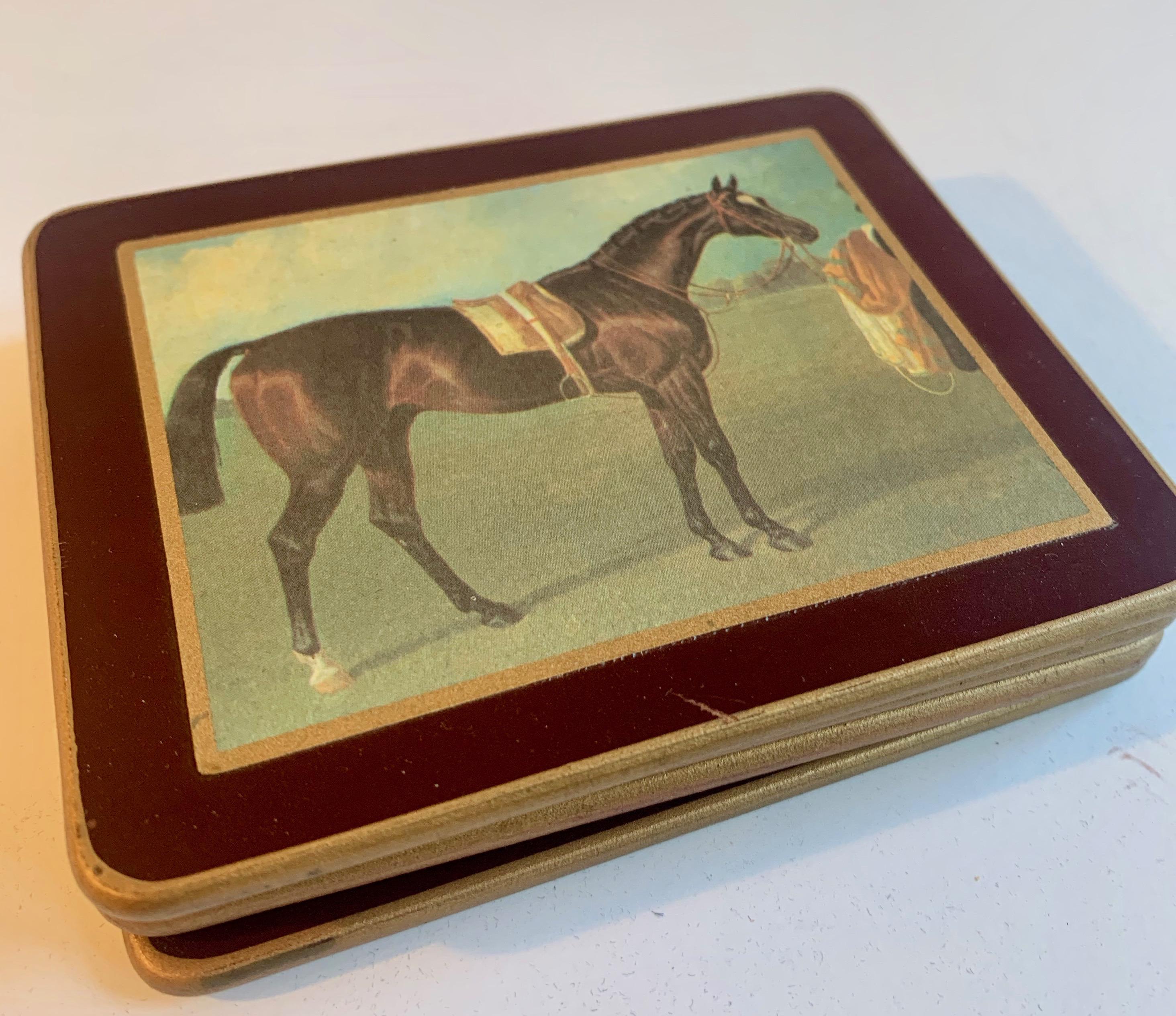 Set of Four Horse Coasters, made in England and very thick and wonderful addition to any bar, especially those with an equestrian or Ralph Lauren Style.