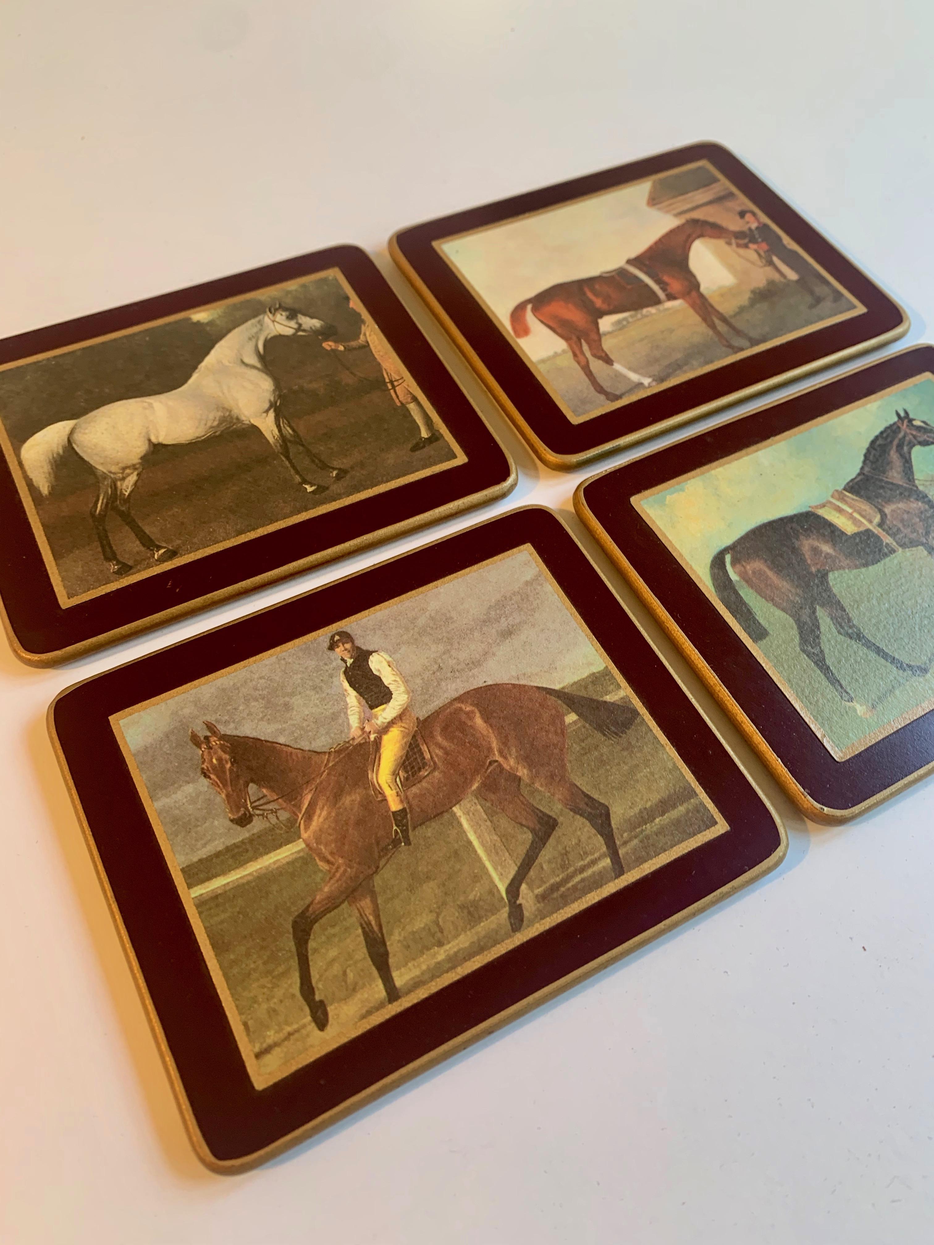 English Set of Four Horse Coasters