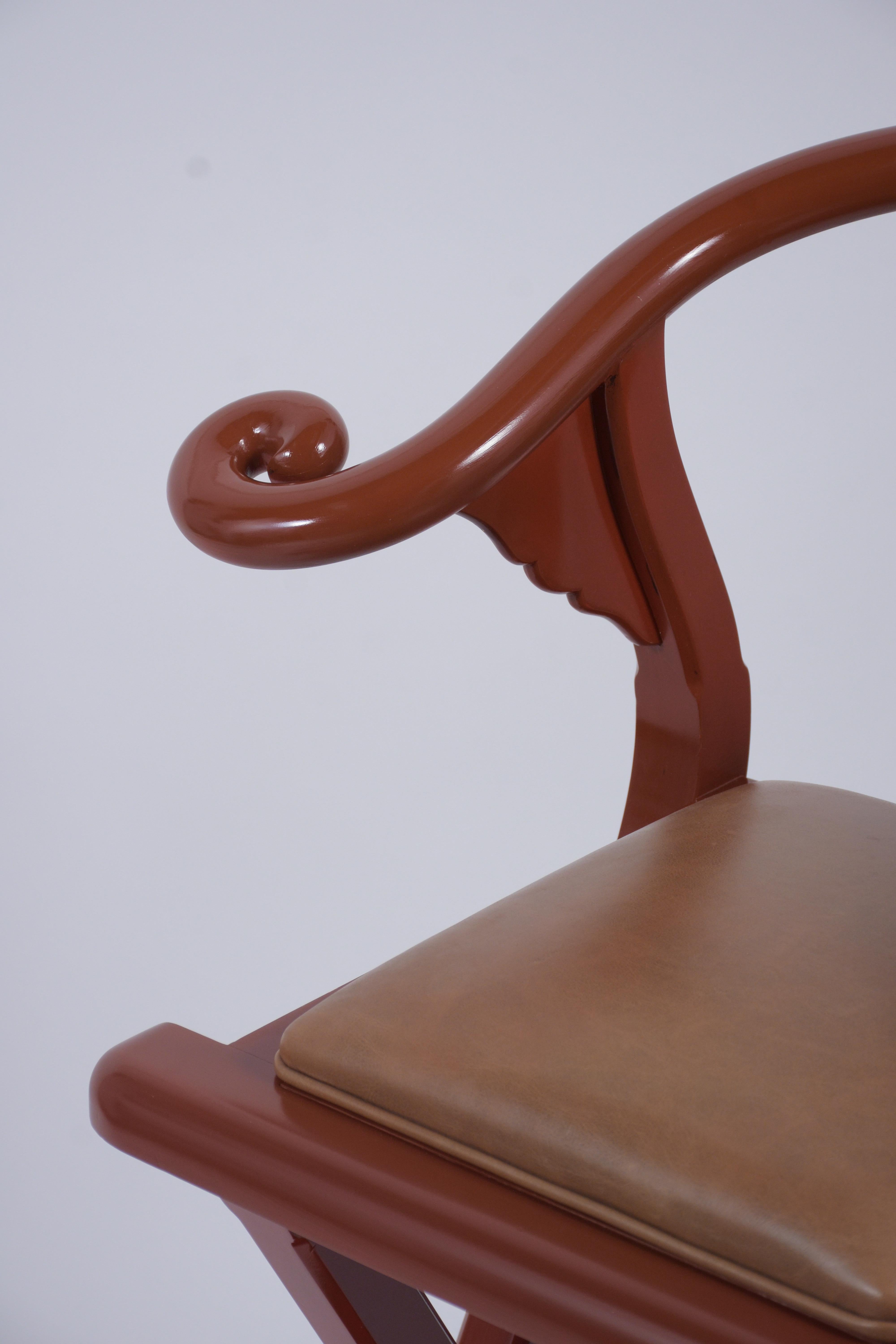 Hand-Carved Set of Four Mid-Century Bar Stools For Sale