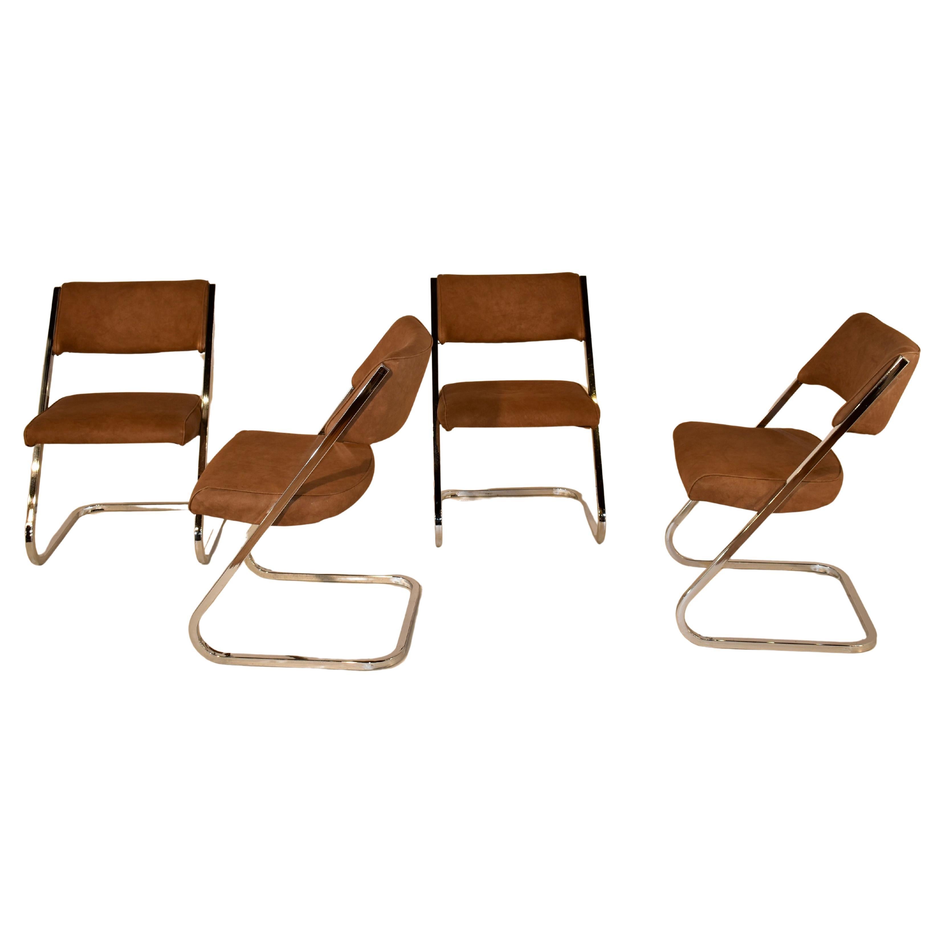 Set of Four Howell Cantilever Chrome Chairs, circa 1960's