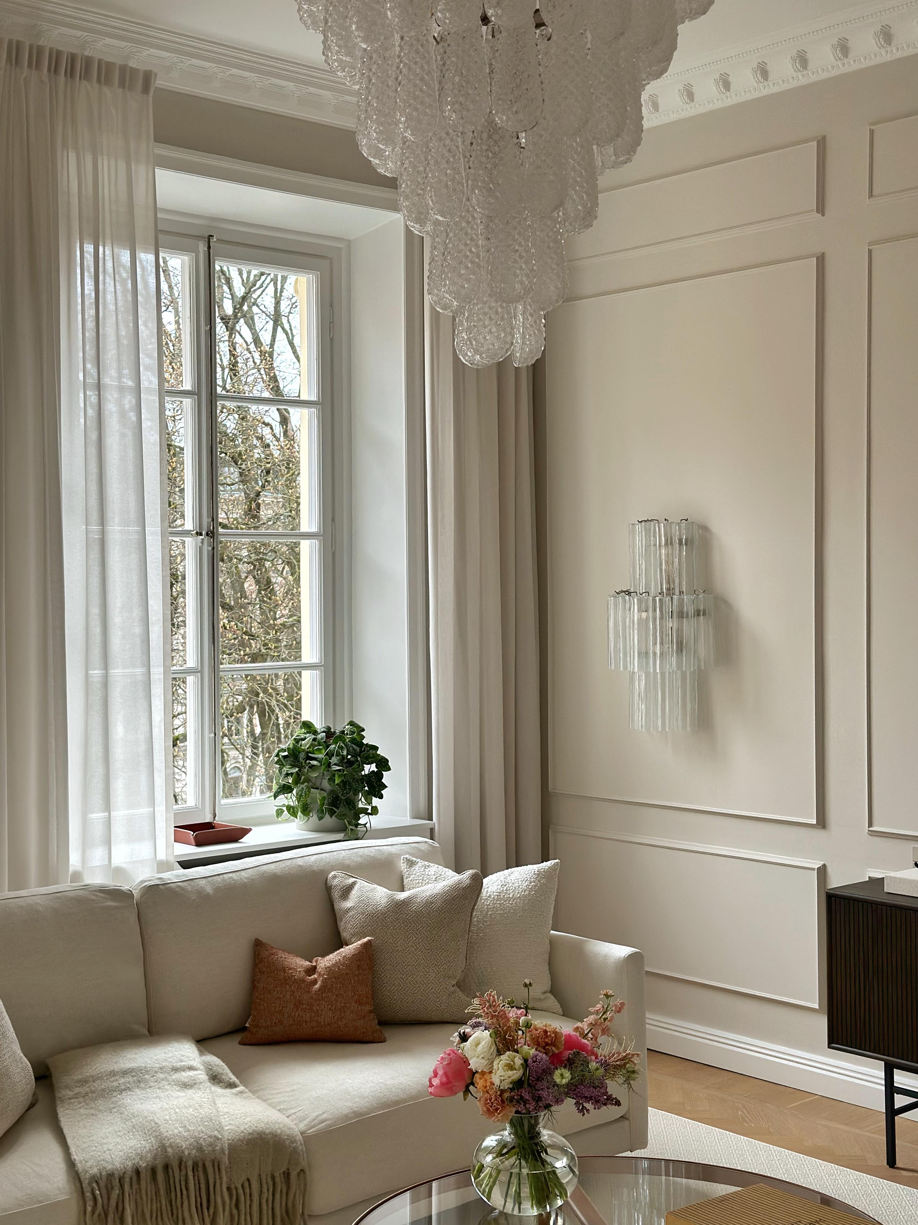Verre Ensemble de quatre grandes appliques murales de Murano en verre transparent en vente