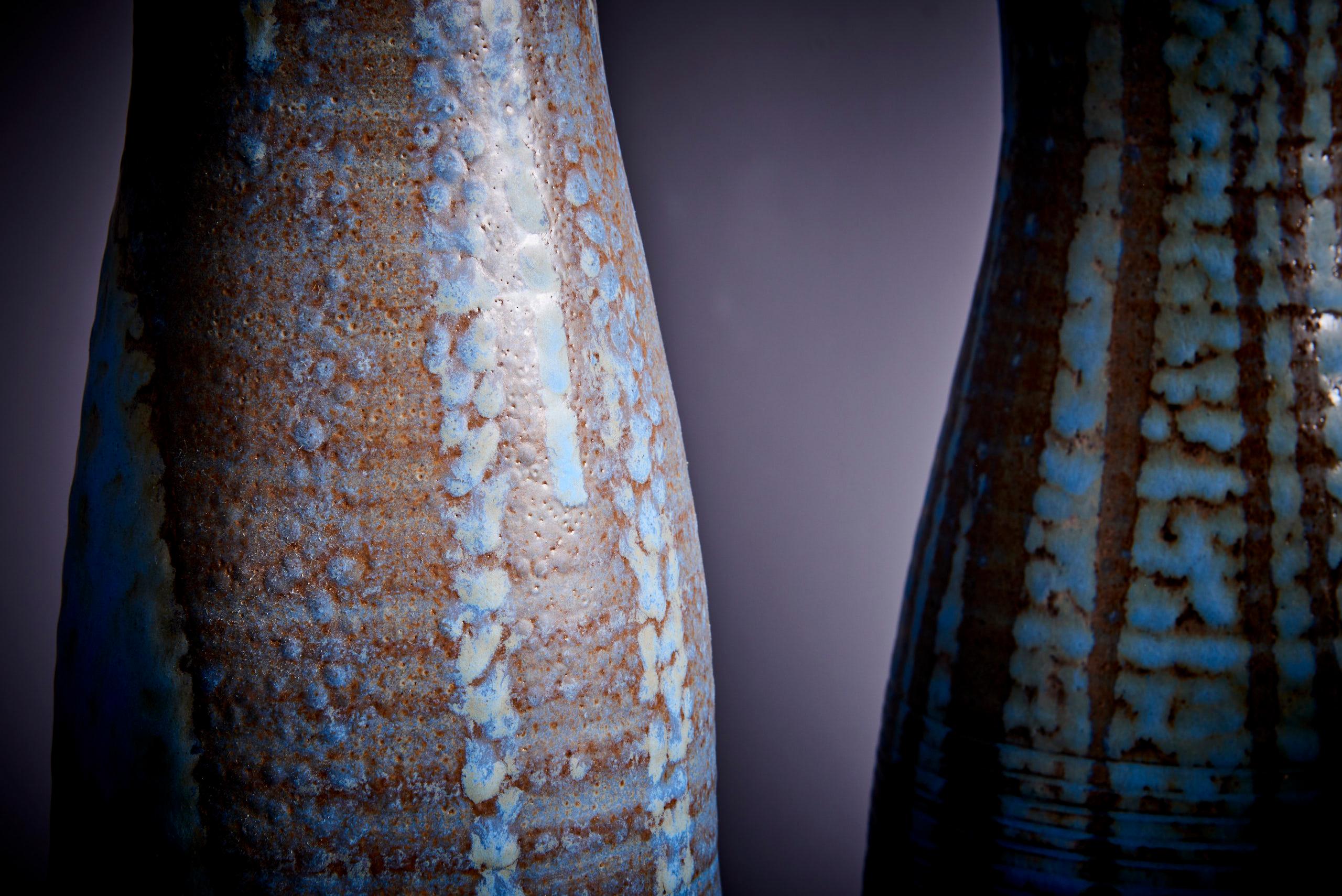 German Set of Four Huge Susanne Protzmann Ceramic Vases in Blue For Sale