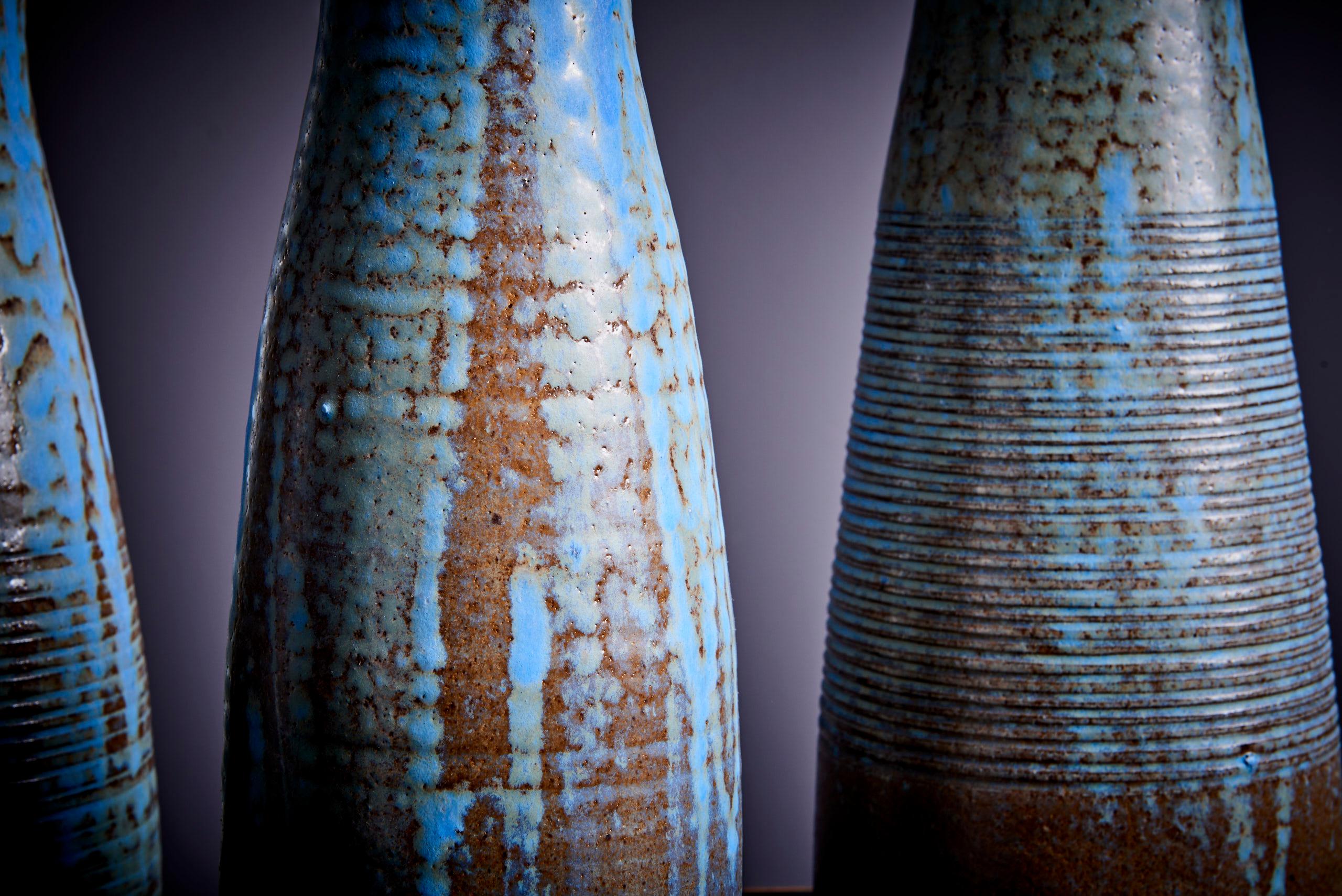 Set of Four Huge Susanne Protzmann Ceramic Vases in Blue In Excellent Condition For Sale In Berlin, DE