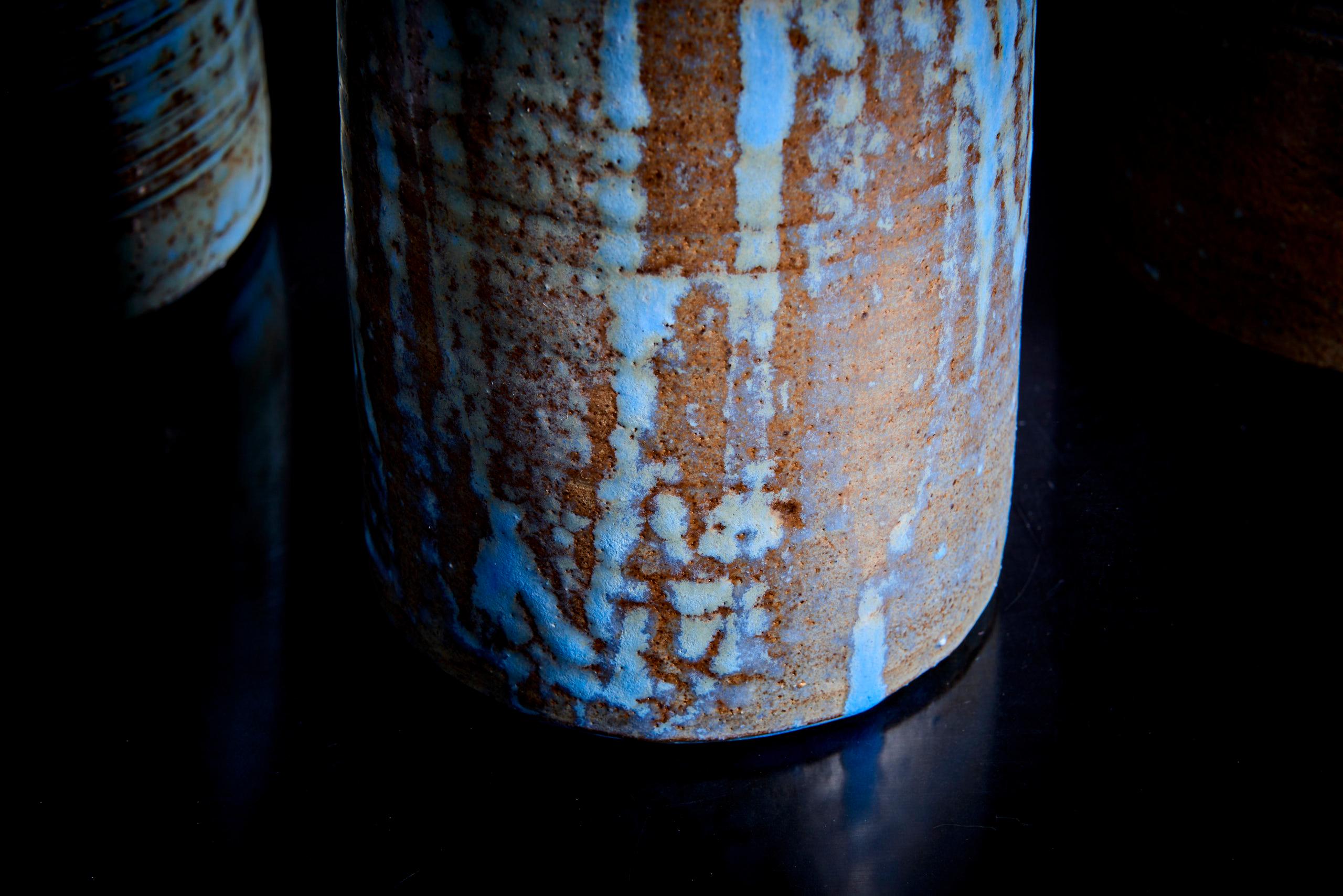 Set of Four Huge Susanne Protzmann Ceramic Vases in Blue For Sale 1