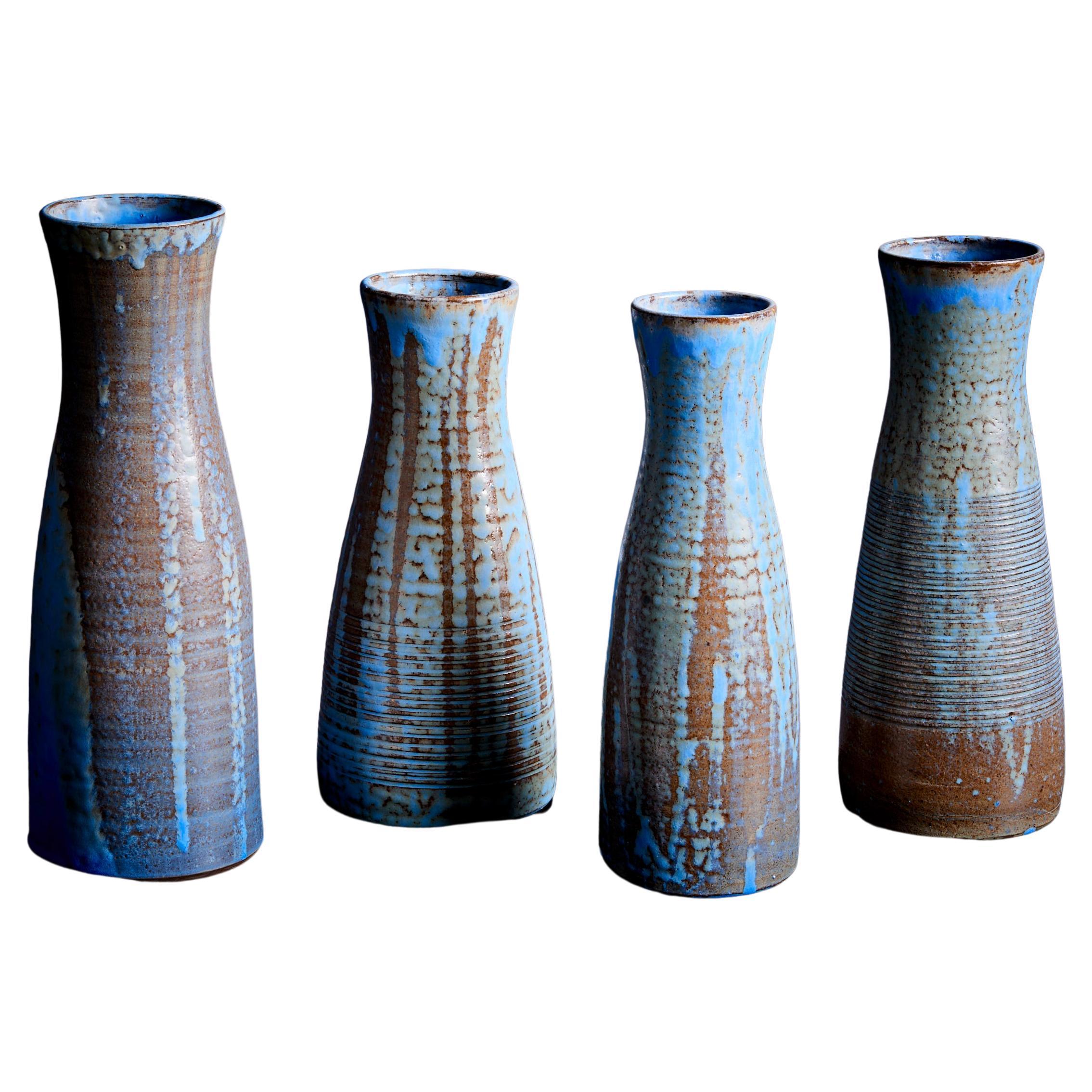 Set von vier riesigen Susanne Protzmann-Keramikvasen in Blau im Angebot