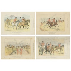 Set of Four 'Humorous' Hunting Scenes Made after Randolph Caldecott