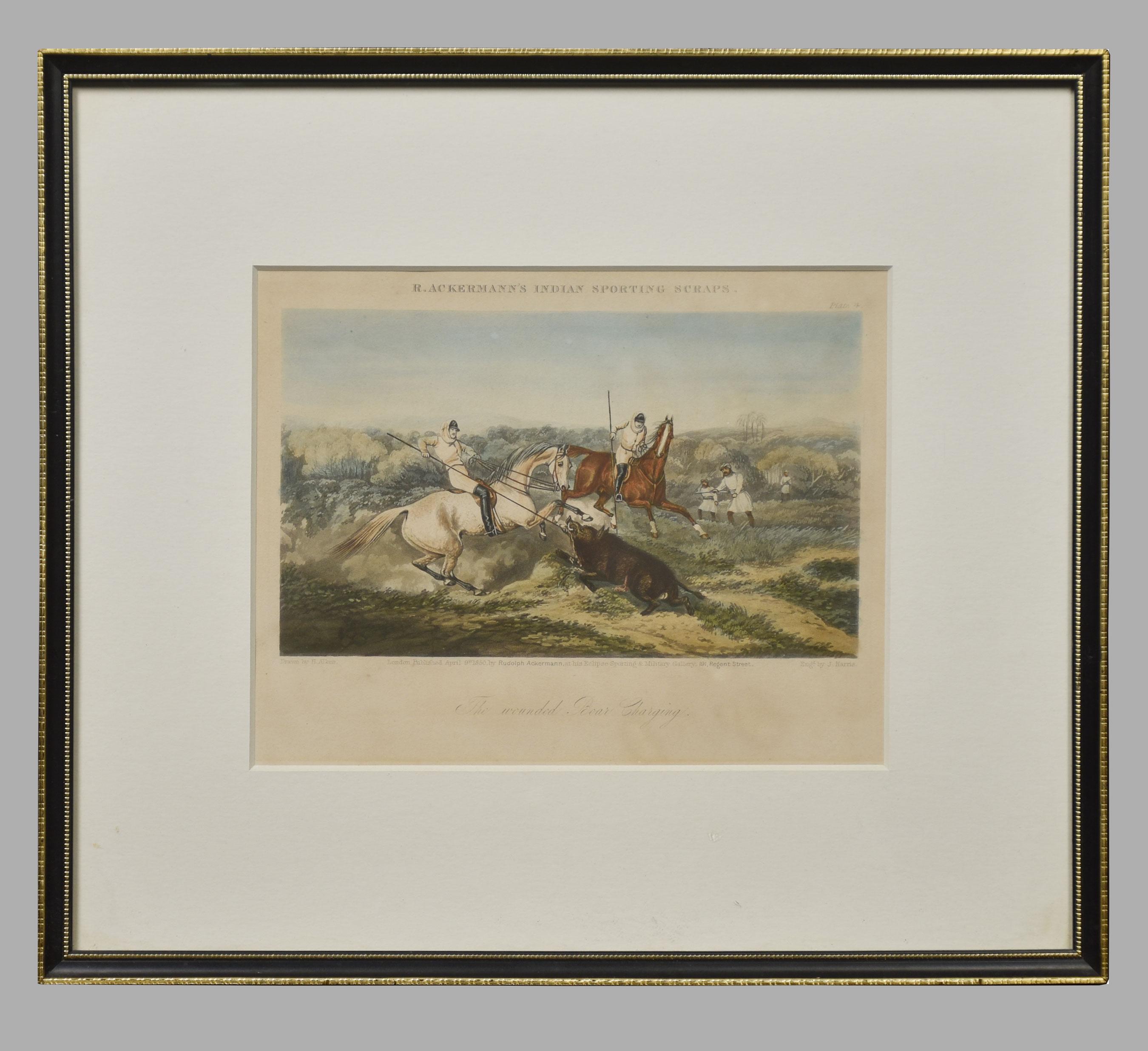 Set von vier Jagdgravuren (Farbe) im Angebot