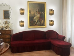 Set of Four Ice and Amber Color Tronchi Sconces Murano