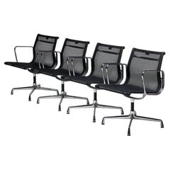 Set of Four Iconic EA108 Eames "Aluminium Group" Swivel Chairs by Vitra in Black