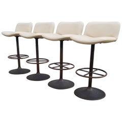 Set of Four Ilmari Tapiovaara Caribe Swivel Stools