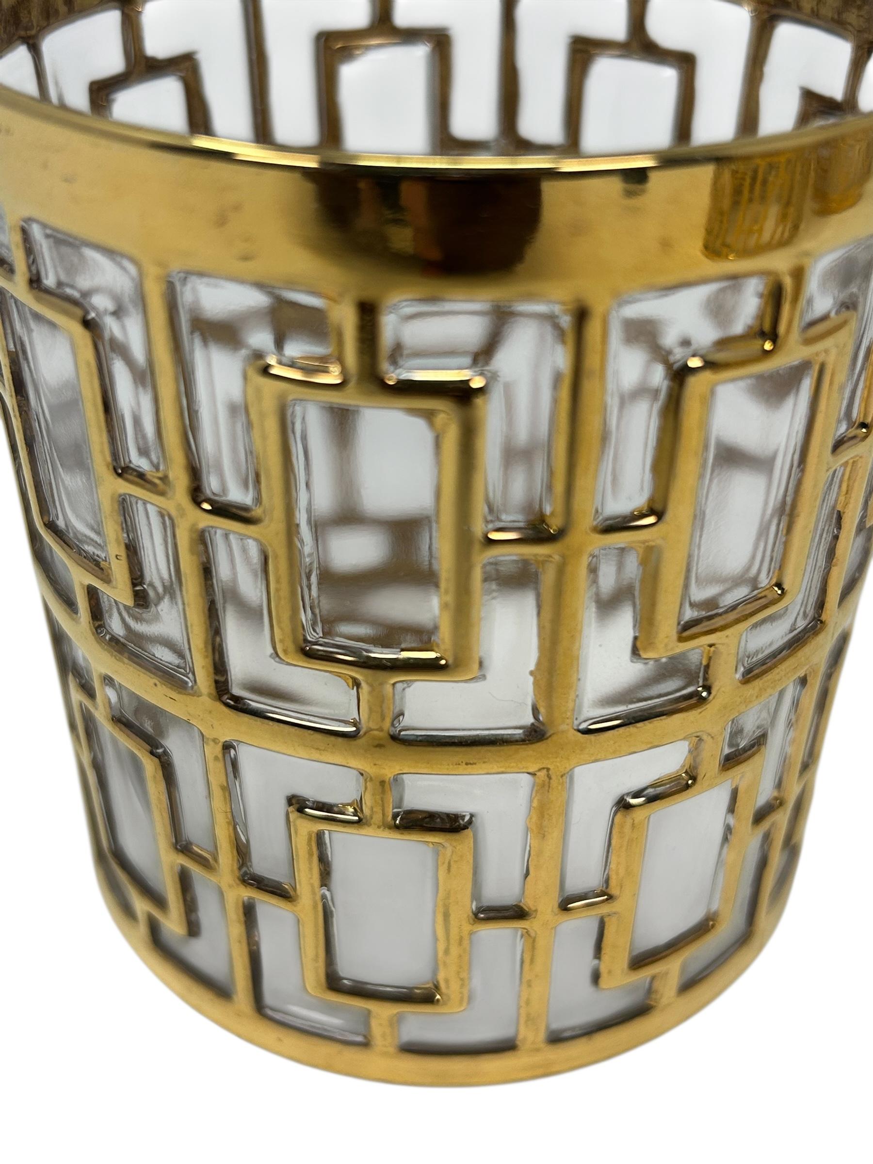 Set of Four Imperial Glass Rocks Glass with 22-karat Gold in the “Shoji” pattern For Sale 4