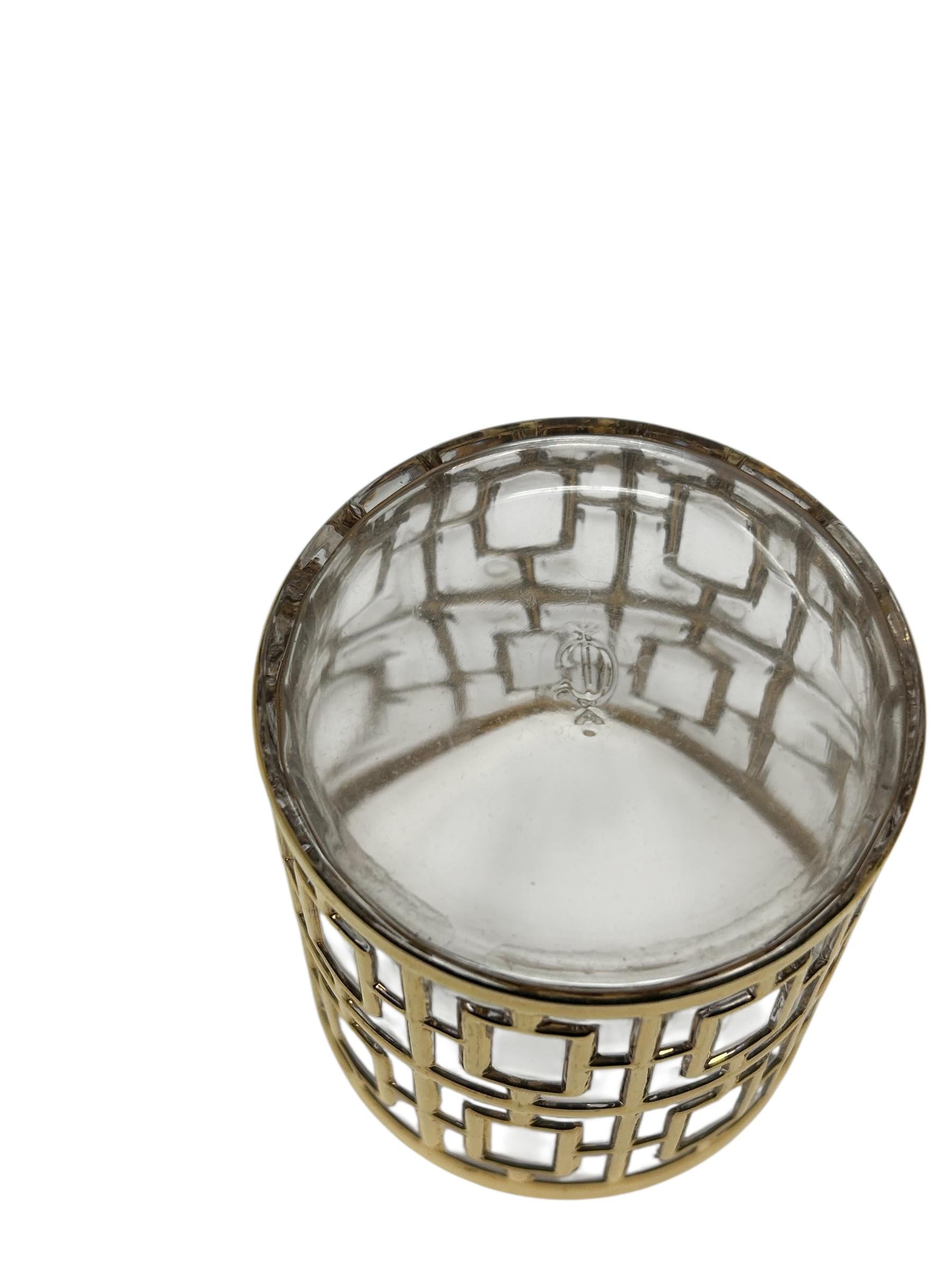 Set of Four Imperial Glass Rocks Glass with 22-karat Gold in the “Shoji” pattern For Sale 6