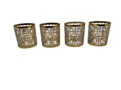 Set of Four Imperial Glass Rocks Glass with 22-karat Gold in the “Shoji” pattern