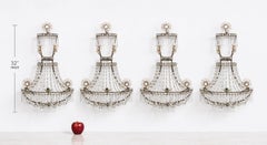 Set di quattro splendide applique in cristallo in stile gustaviano con motivo a raggiera