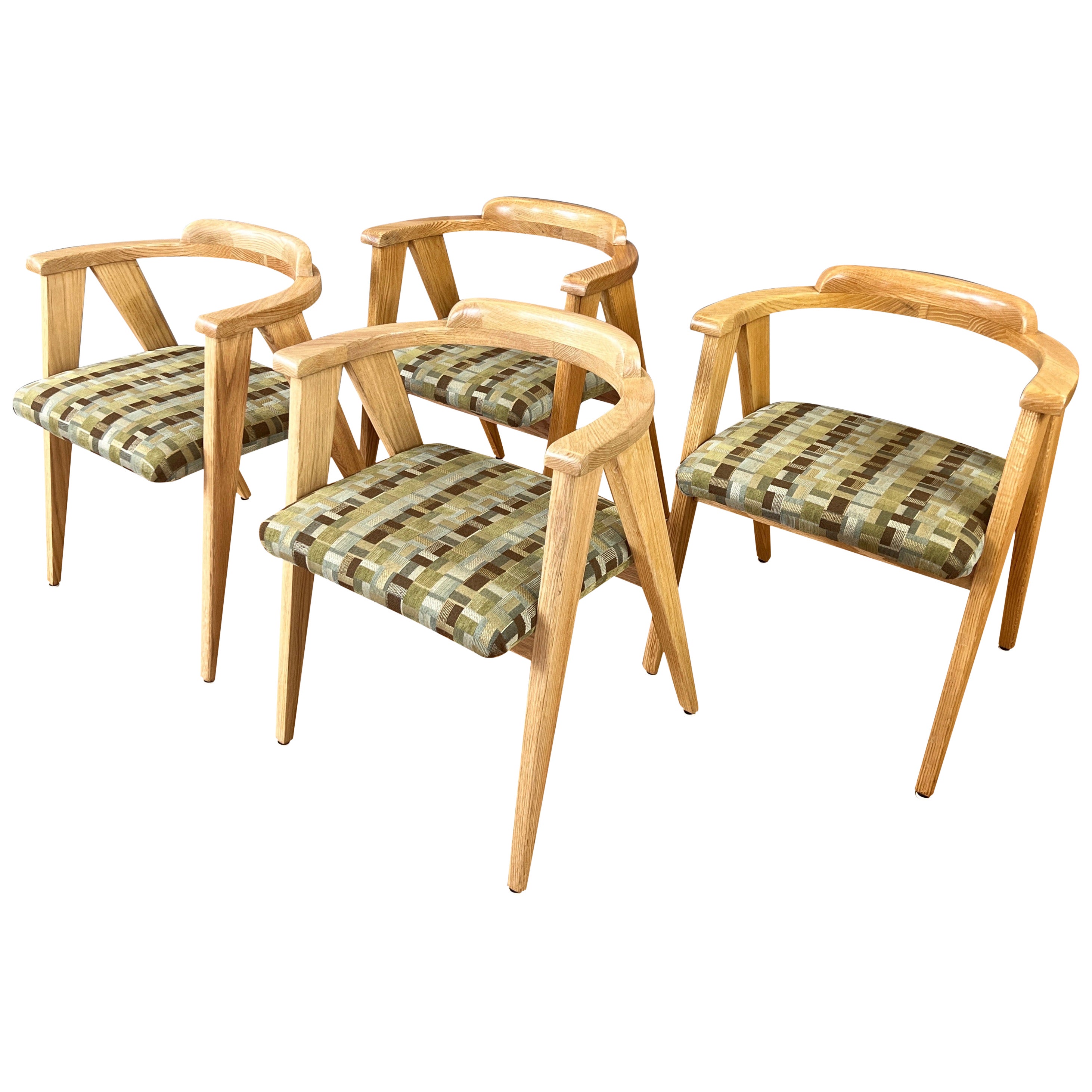 Set of Four Indiana Chair Co. Live Oak Compass Leg Dining Chairs, Early 1950s