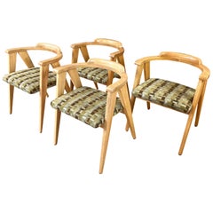 Set of Four Indiana Chair Co. Live Oak Compass Leg Dining Chairs, Early 1950s